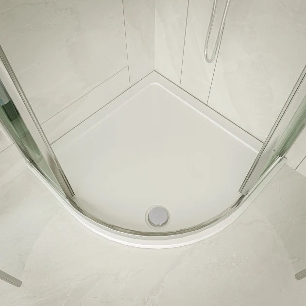 Alex Slip Resistant Slimline Quadrant Shower Tray - Gloss White