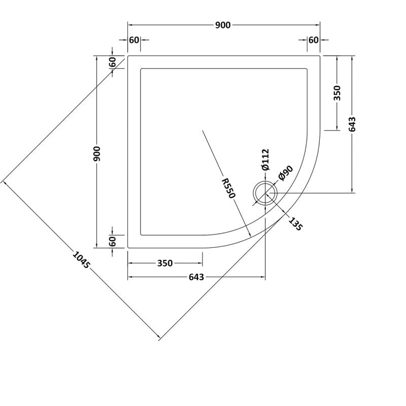 Alex Slip Resistant Slimline Quadrant Shower Tray - Gloss White