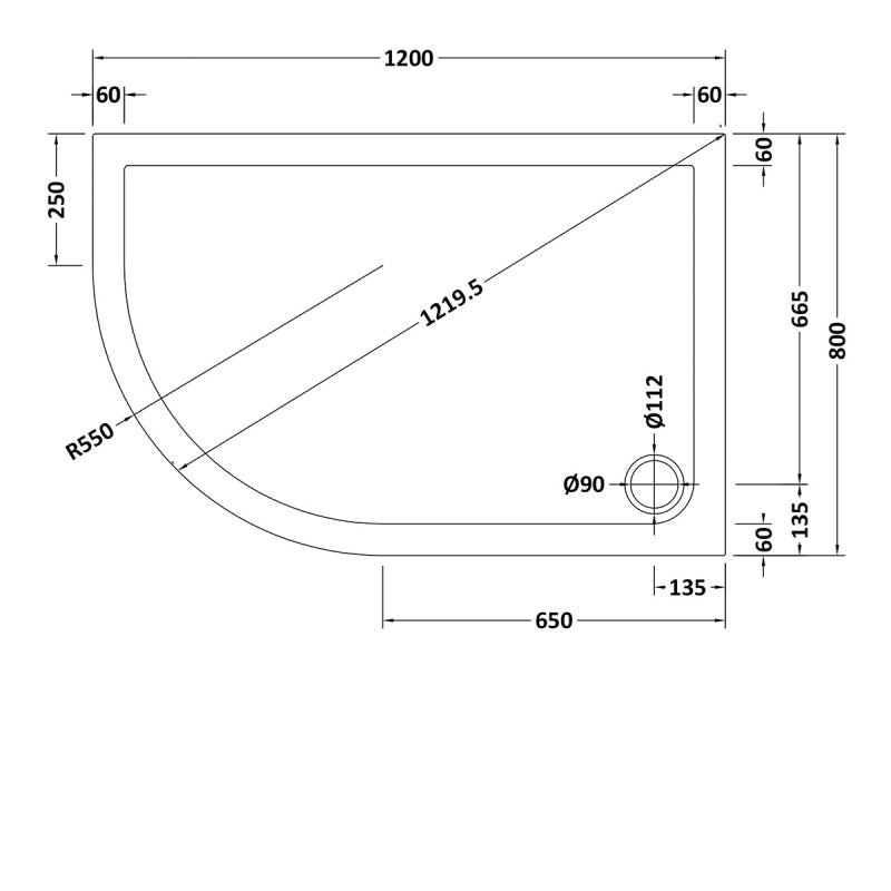 Alex Slip Resistant Slimline Offset Quadrant Shower Tray - Gloss White
