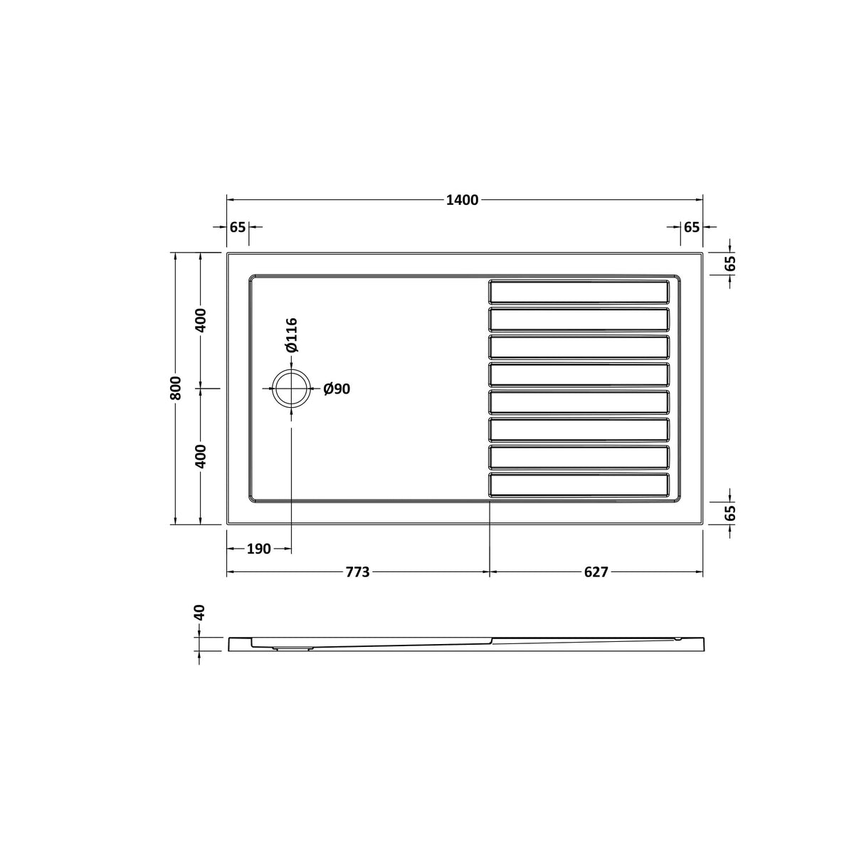Bibe Slip Resistant Rectangular Walk In Shower Tray - Gloss White