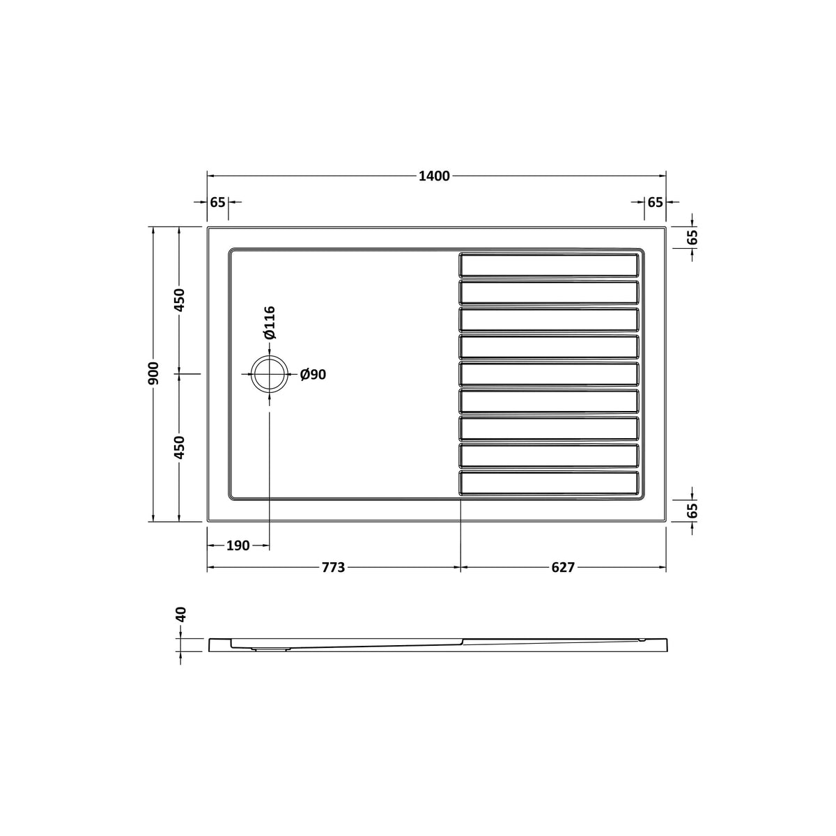 Bibe Slip Resistant Rectangular Walk In Shower Tray - Gloss White