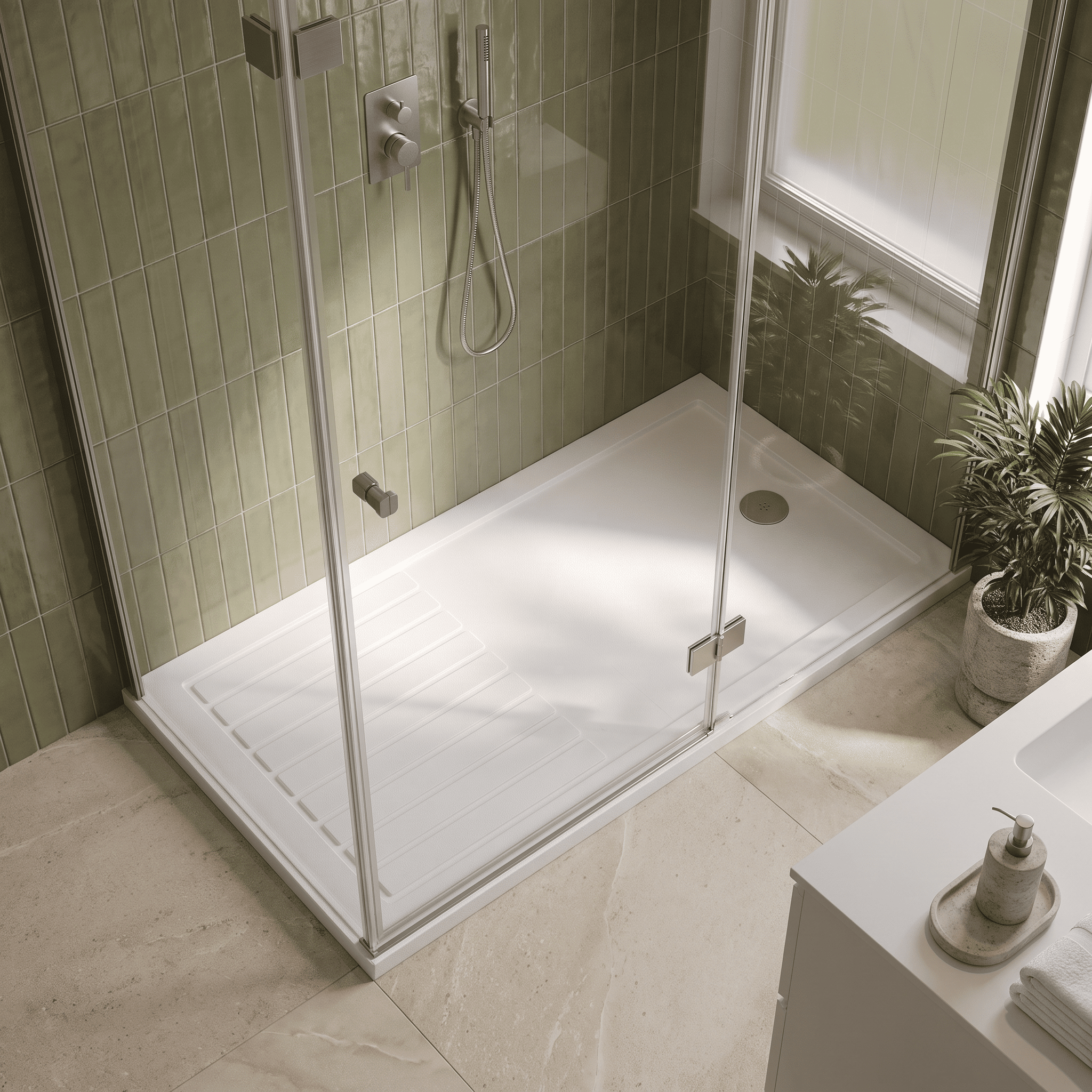 Bibe Slip Resistant Rectangular Walk In Shower Tray - Gloss White