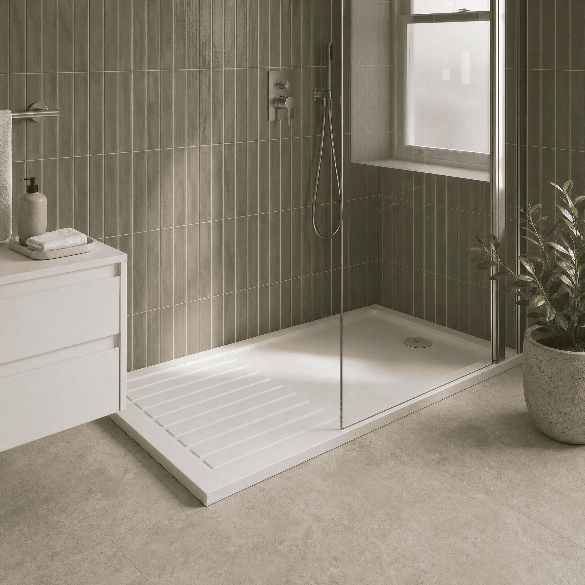 Bibe Slip Resistant Rectangular Walk In Shower Tray - Gloss White