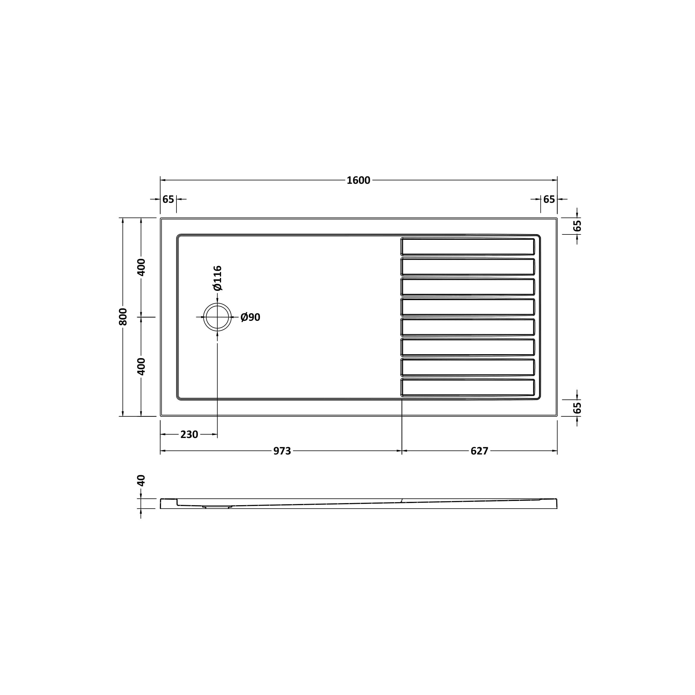 Bibe Slip Resistant Rectangular Walk In Shower Tray - Gloss White