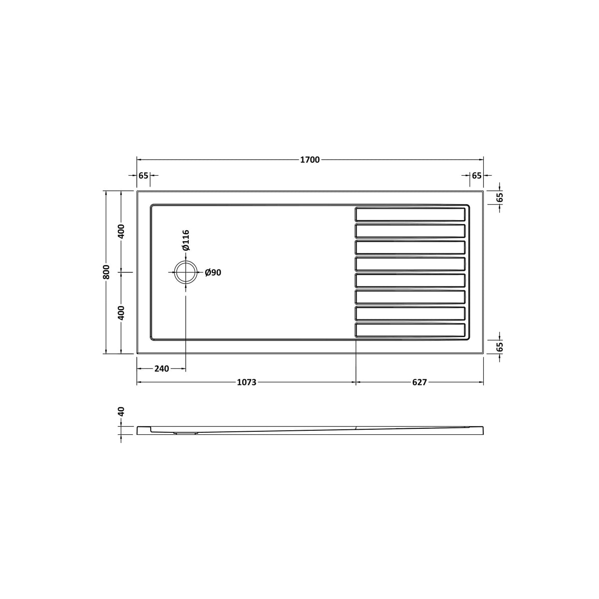 Bibe Slip Resistant Rectangular Walk In Shower Tray - Gloss White