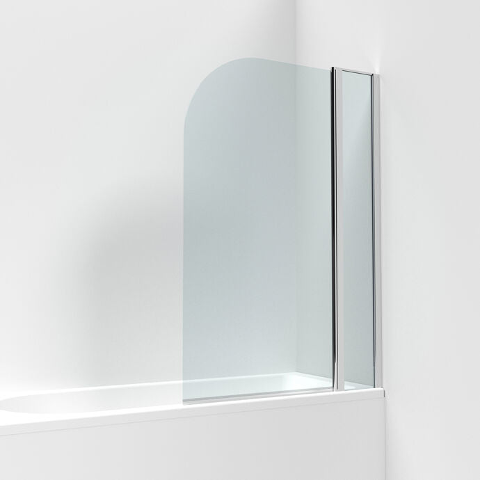 Curved Top Bath Screen with Fixed Return Panel - 1430 x 998mm - Chrome