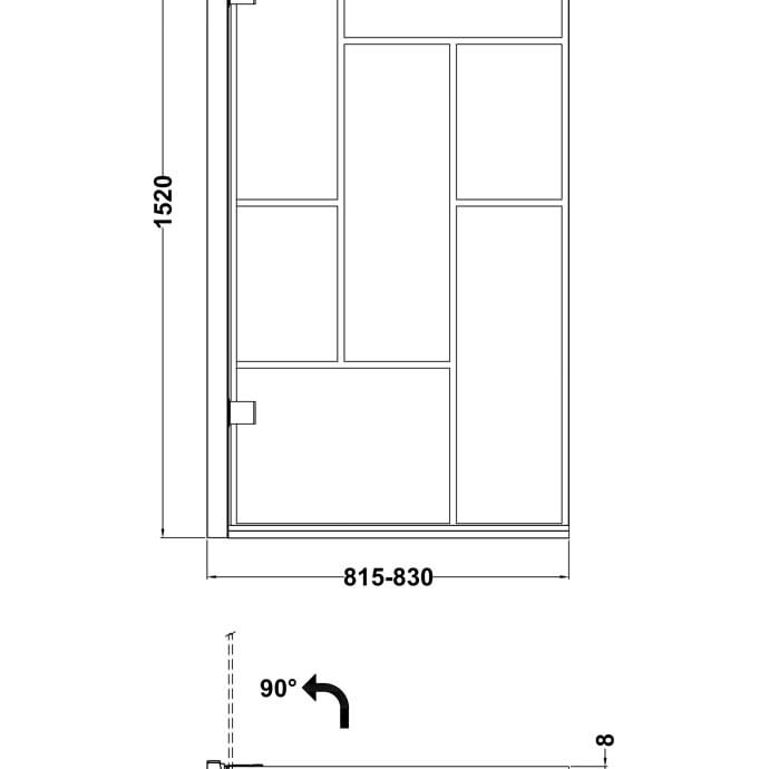 Contemporary Abstract Bath Screen - 1520 x 830mm - Black