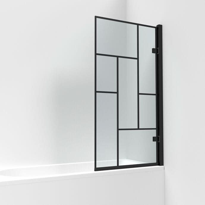 Contemporary Abstract Bath Screen - 1520 x 830mm - Black