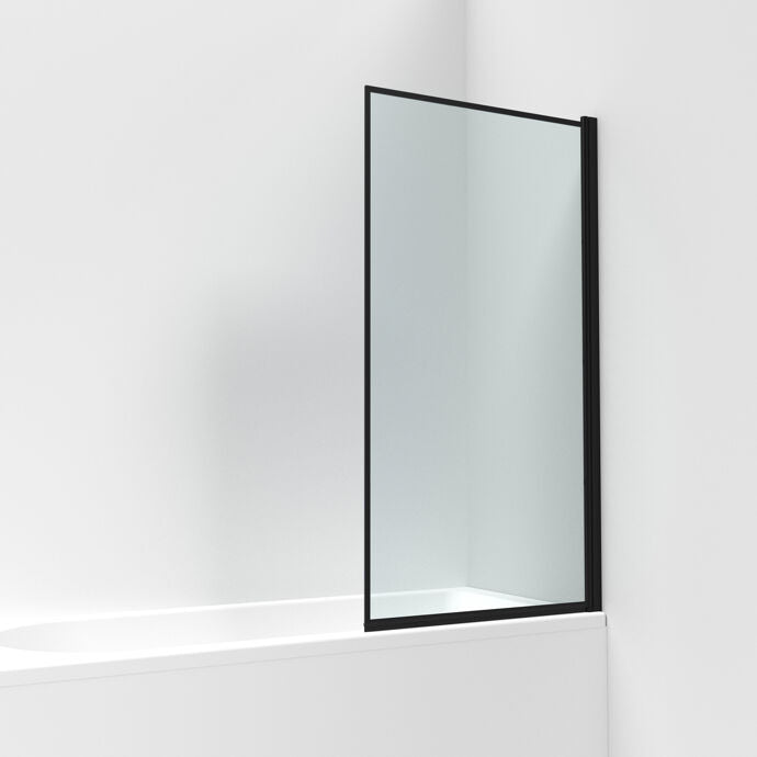 Sierra 6mm Outer Framed Glass Bath Screen - 1430mm x 790mm - Matt Black