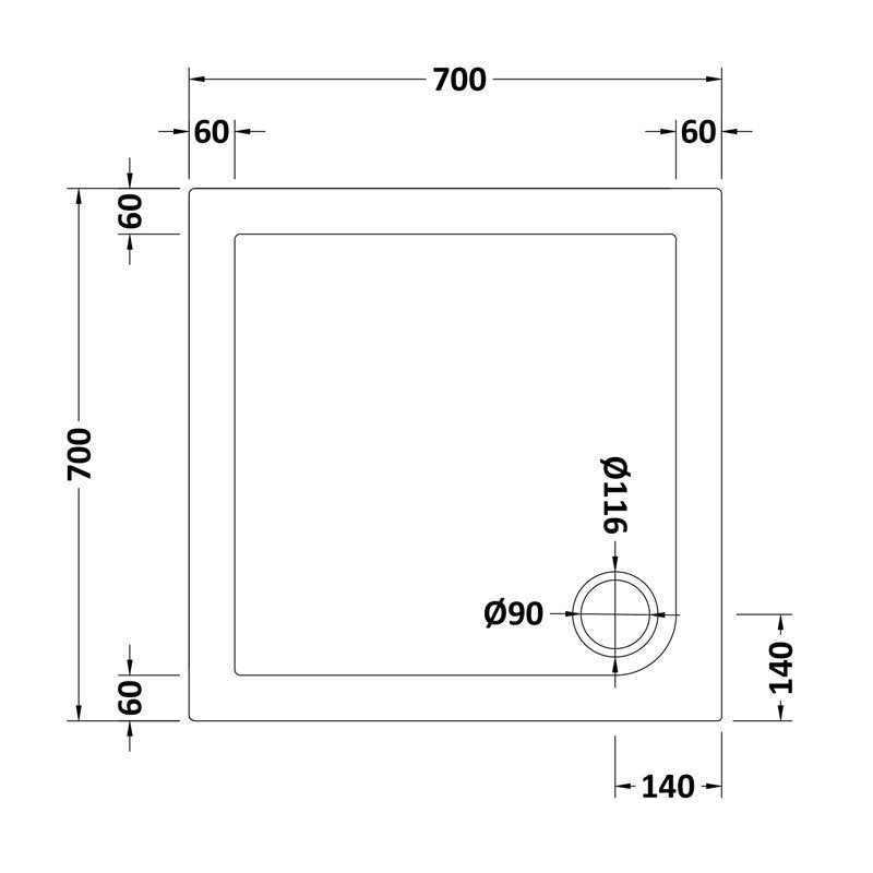 Bibe Slimline Square Shower Tray