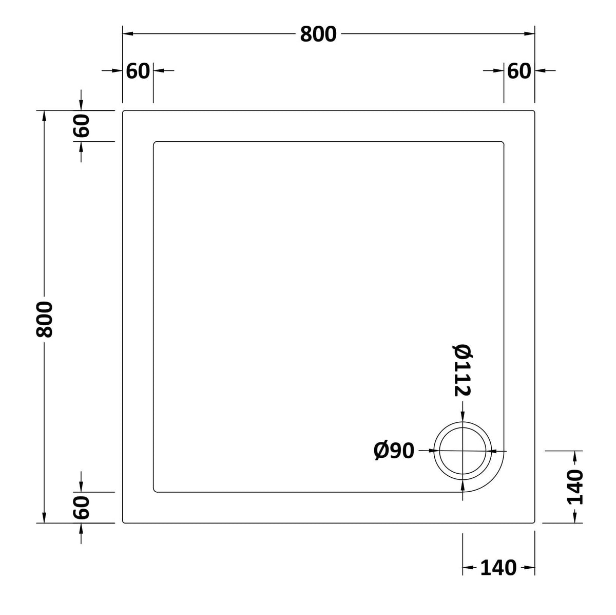 Bibe Slimline Square Shower Tray