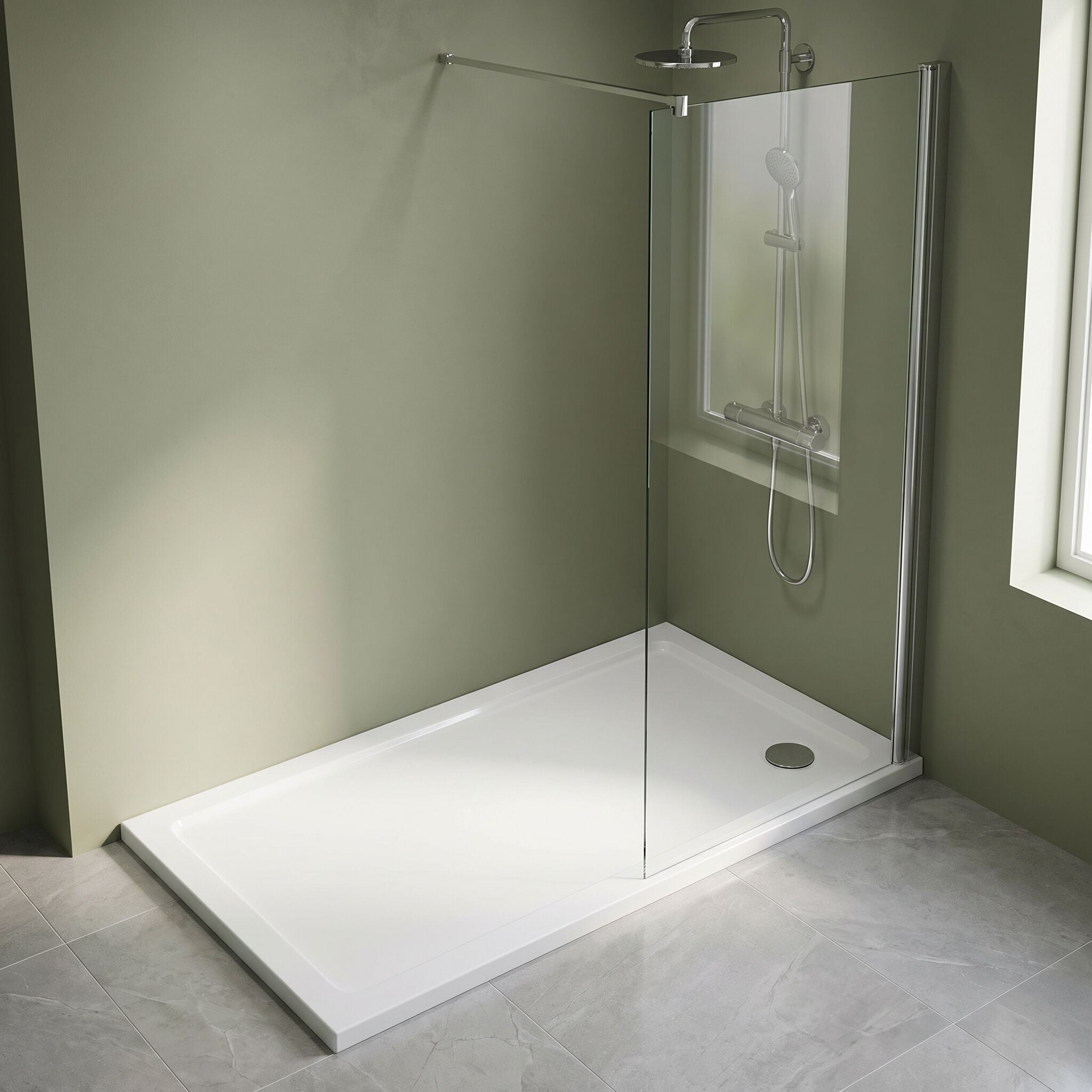 Bibe Slimline Rectangular Shower Tray - Gross White