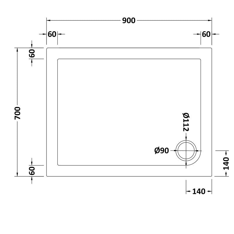 Bibe Slimline Rectangular Shower Tray - Gross White