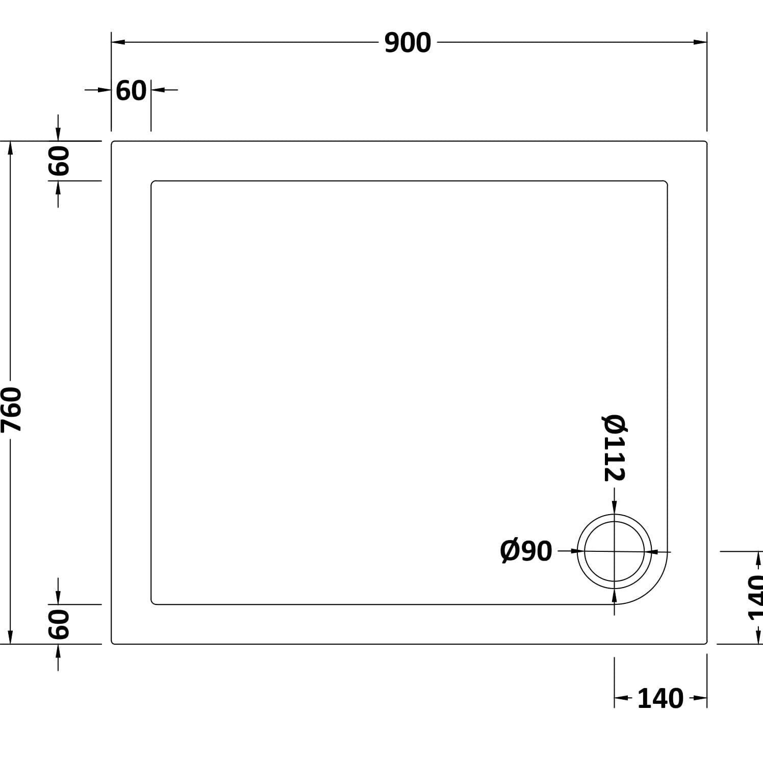 Bibe Slimline Rectangular Shower Tray - Gross White