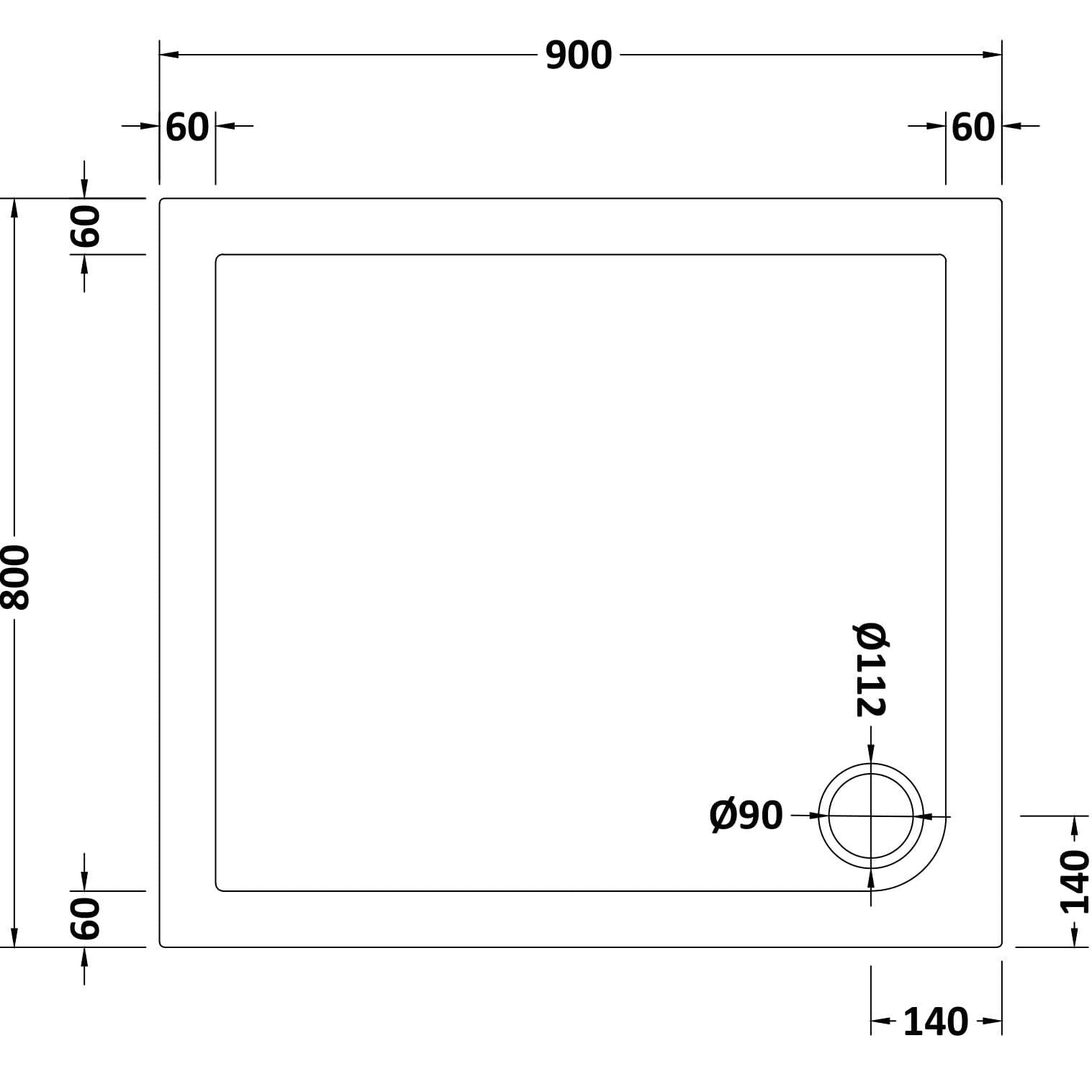 Bibe Slimline Rectangular Shower Tray - Gross White