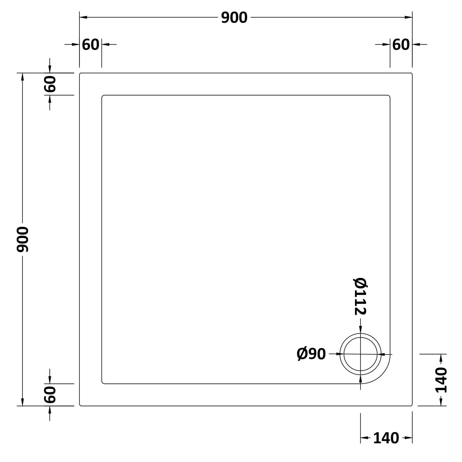 Bibe Slimline Square Shower Tray