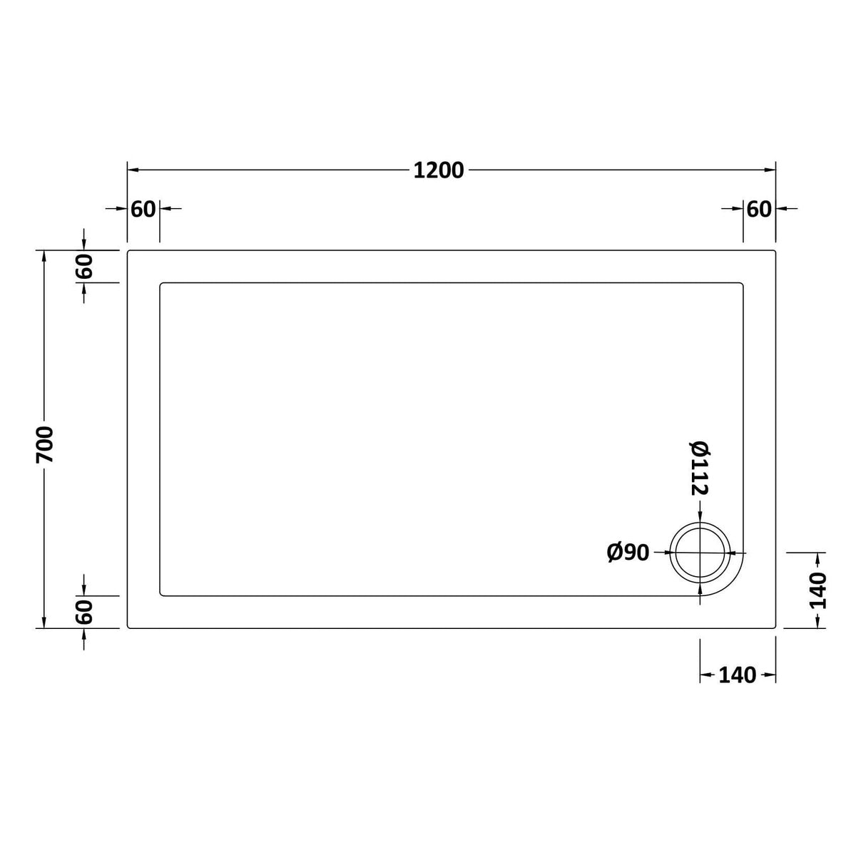 Bibe Slimline Rectangular Shower Tray - Gloss White
