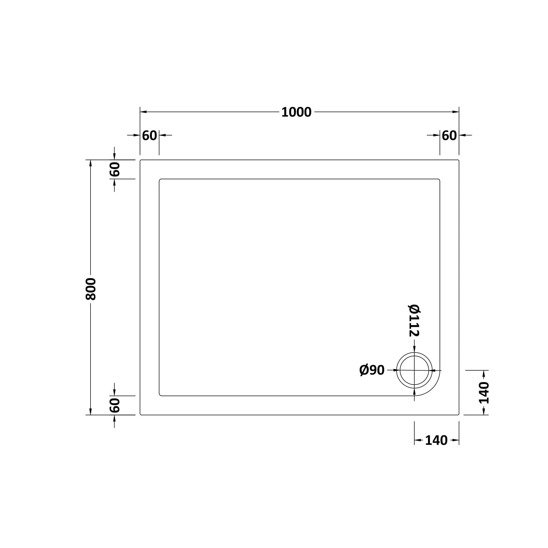 Bibe Slimline Rectangular Shower Tray - Gloss White