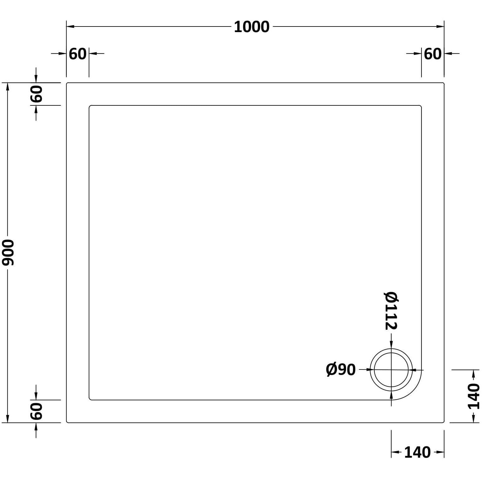 Bibe Slimline Rectangular Shower Tray - Gross White