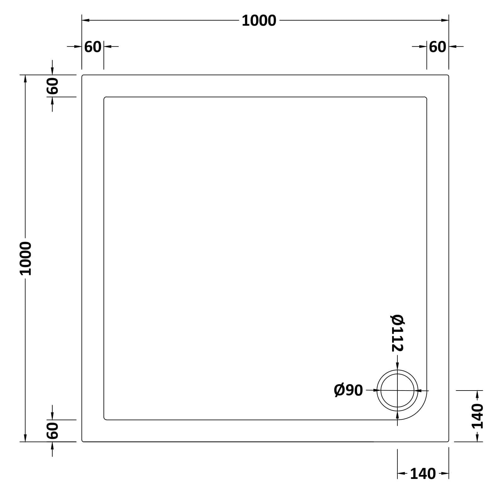 Bibe Slimline Square Shower Tray