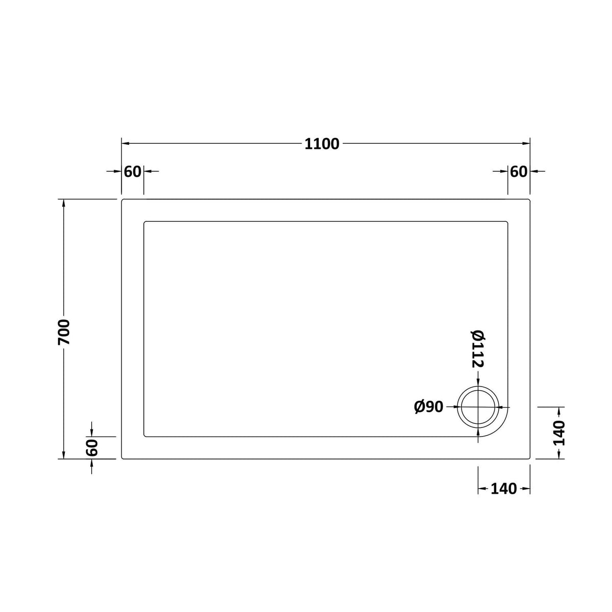 Bibe Slimline Rectangular Shower Tray - Gloss White