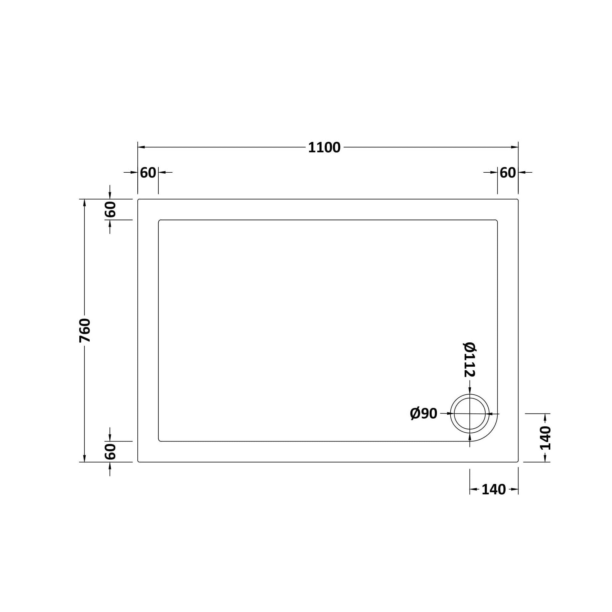 Bibe Slimline Rectangular Shower Tray - Gloss White