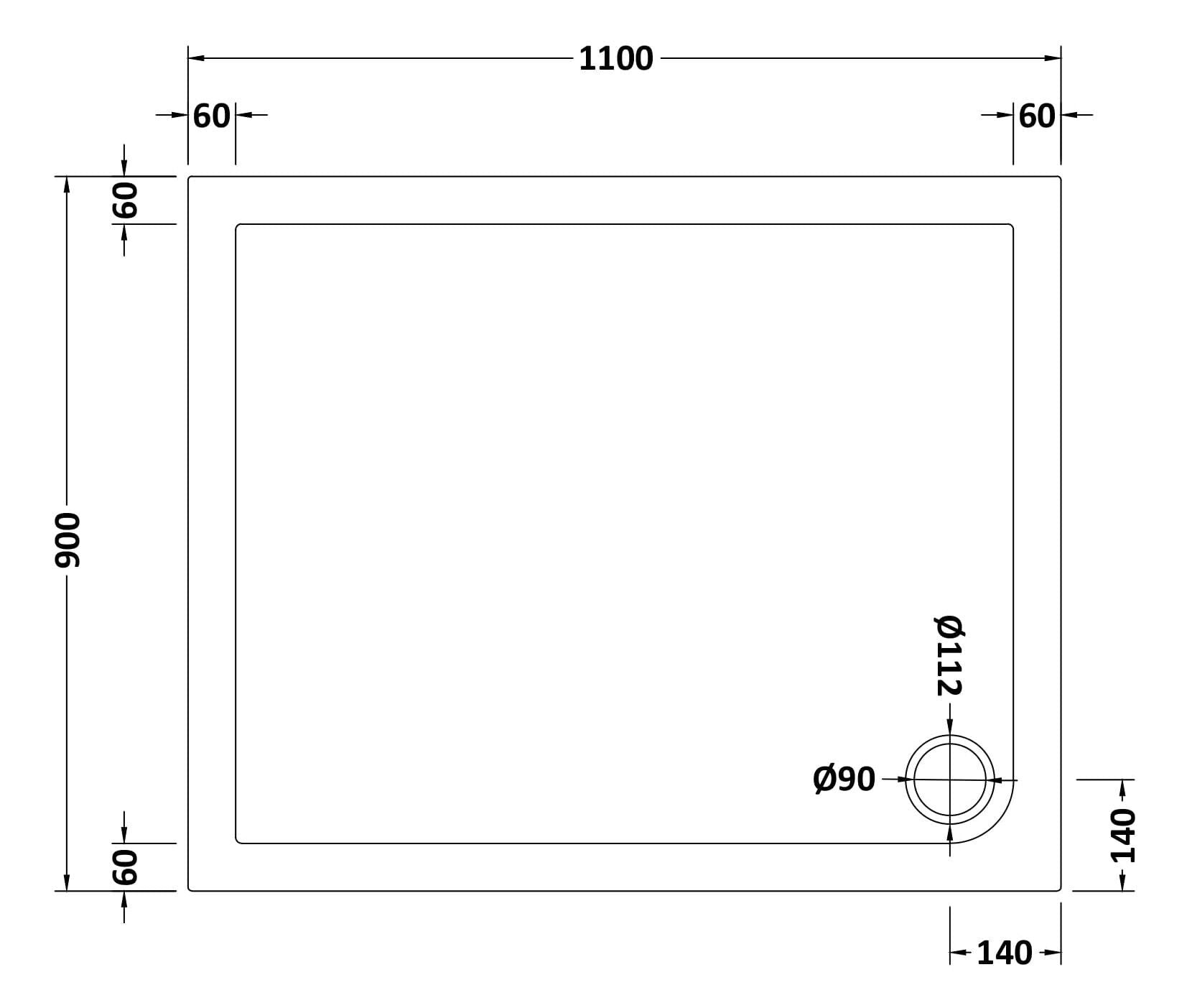 Bibe Slimline Rectangular Shower Tray - Gross White