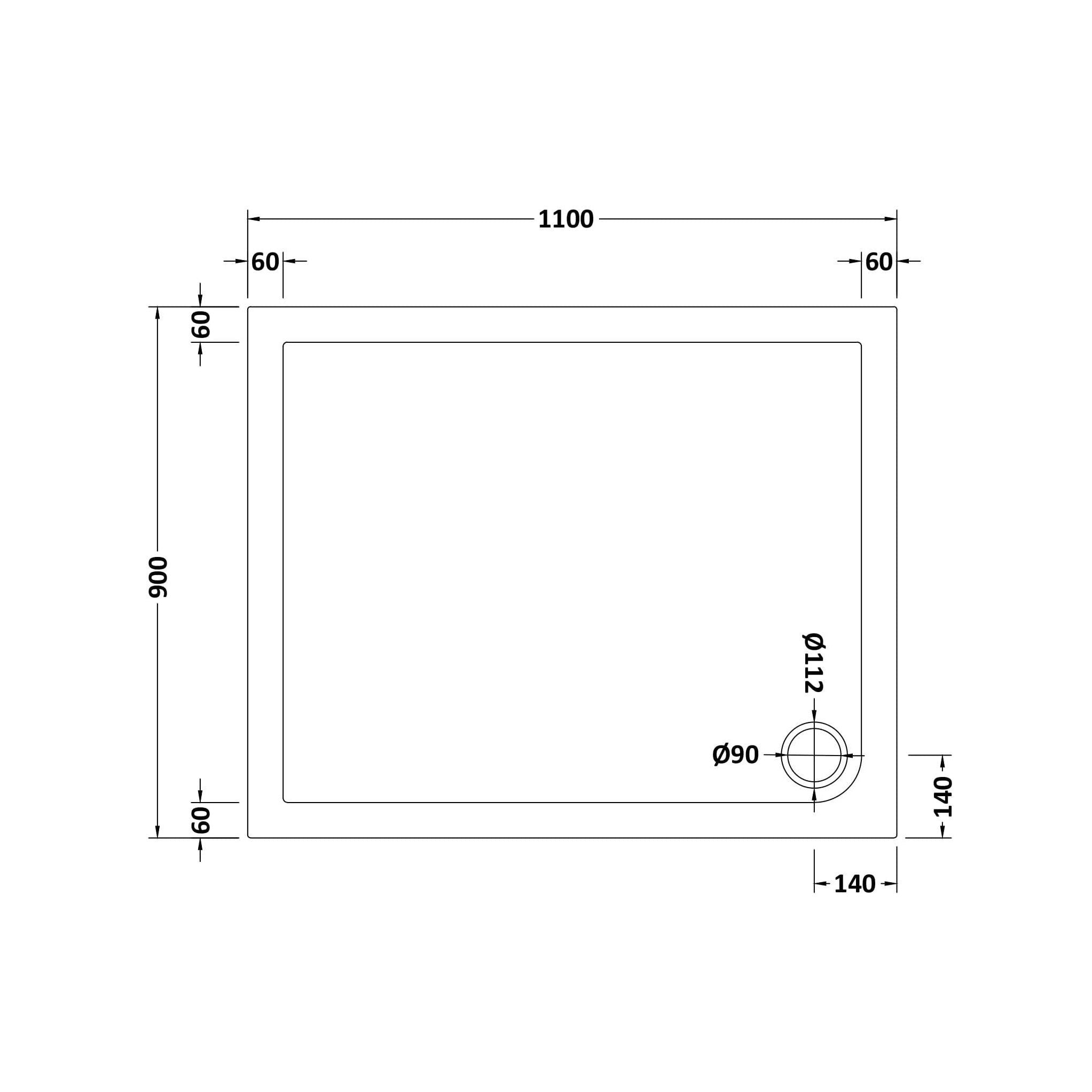 Bibe Slimline Rectangular Shower Tray - Gloss White