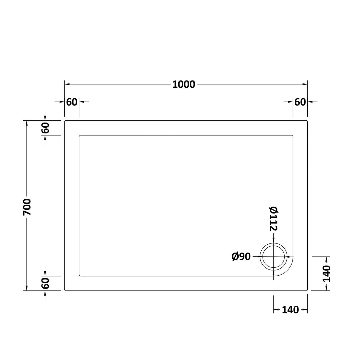 Bibe Slimline Rectangular Shower Tray - Gloss White