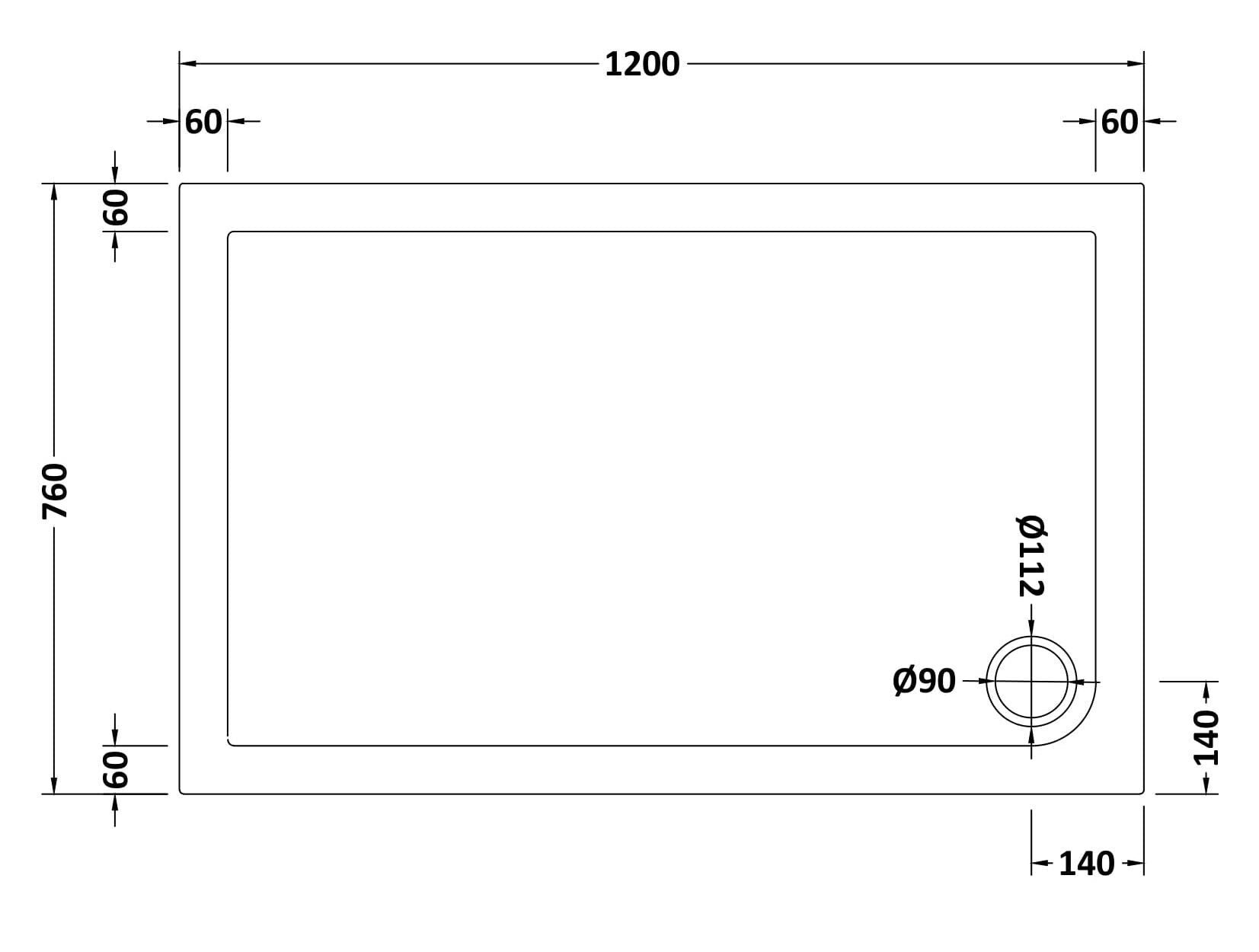 Bibe Slimline Rectangular Shower Tray - Gross White