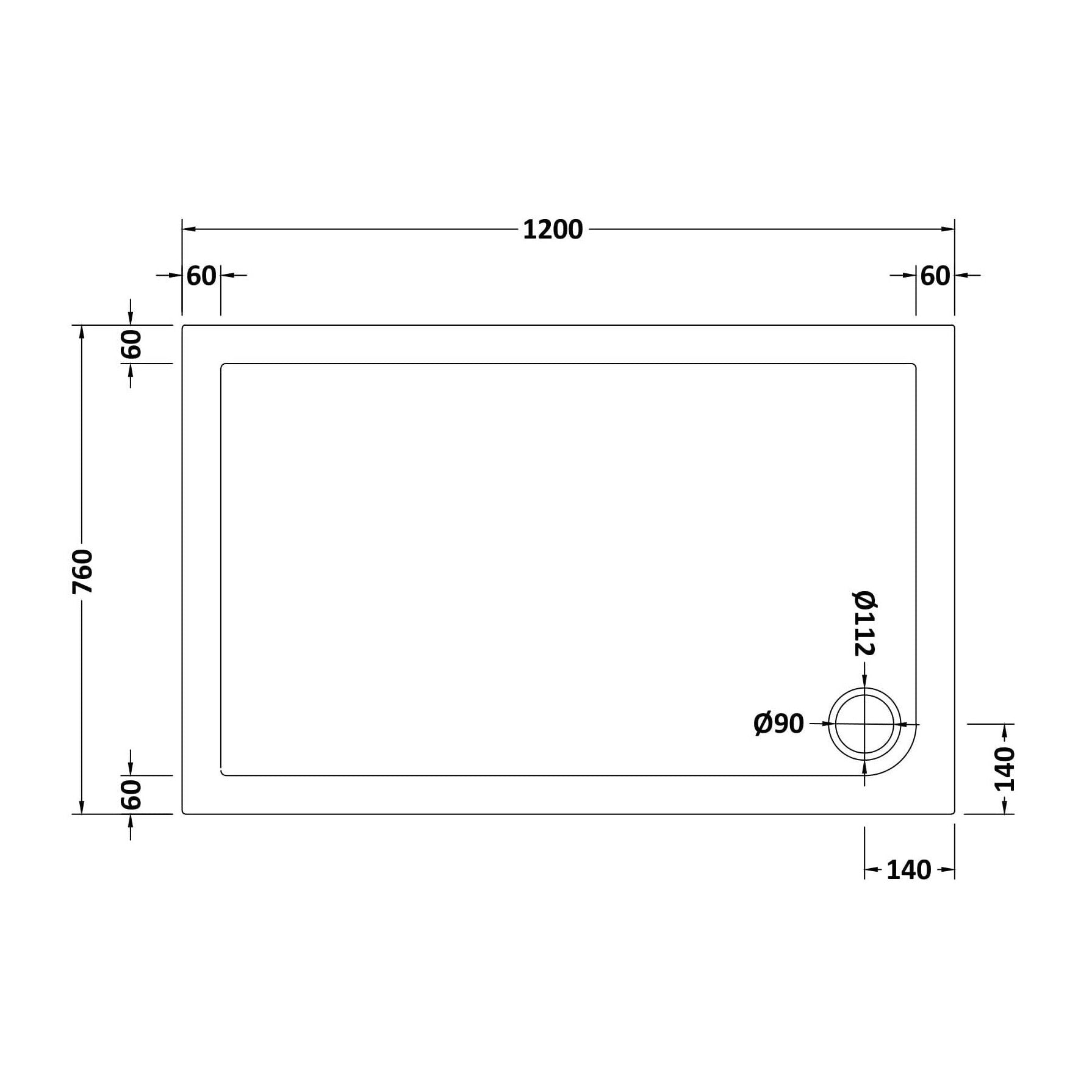 Bibe Slimline Rectangular Shower Tray - Gloss White