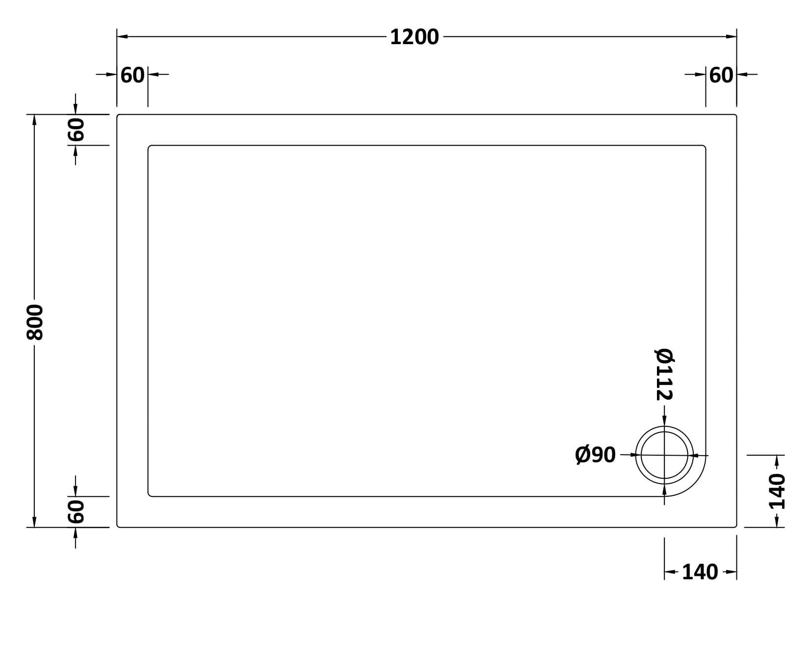 Bibe Slimline Rectangular Shower Tray - Gross White