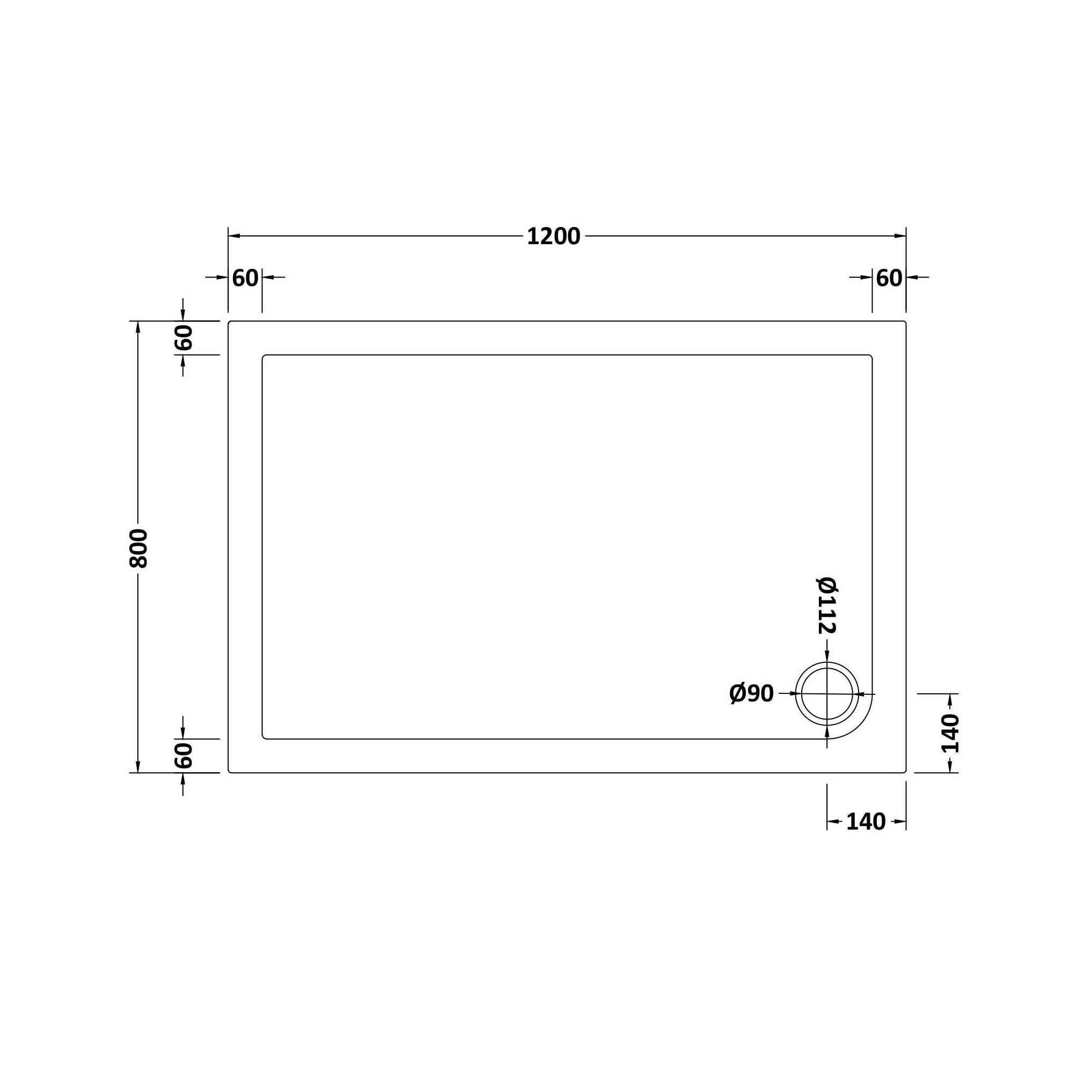 Bibe Slimline Rectangular Shower Tray - Gloss White