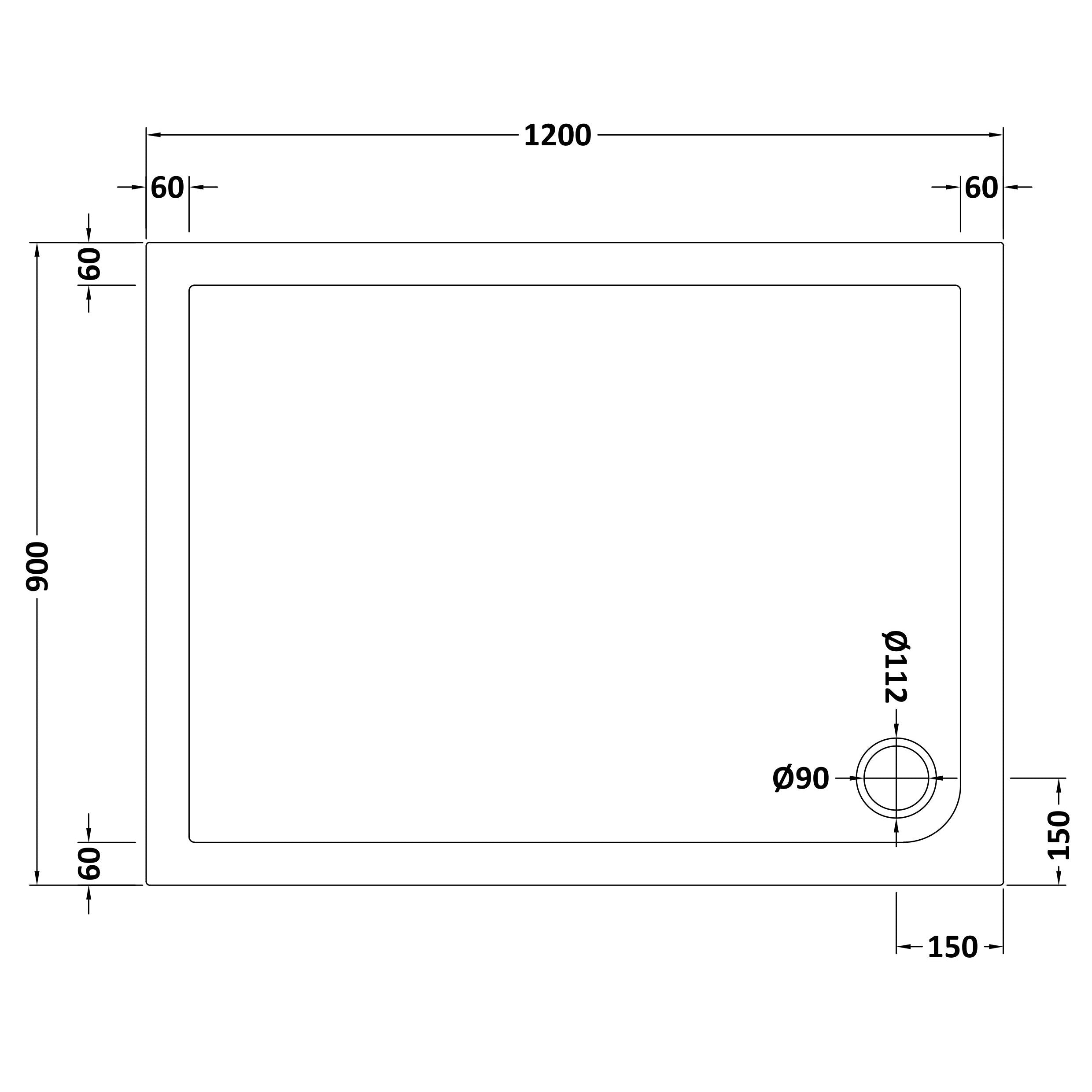 Bibe Slimline Rectangular Shower Tray - Gross White