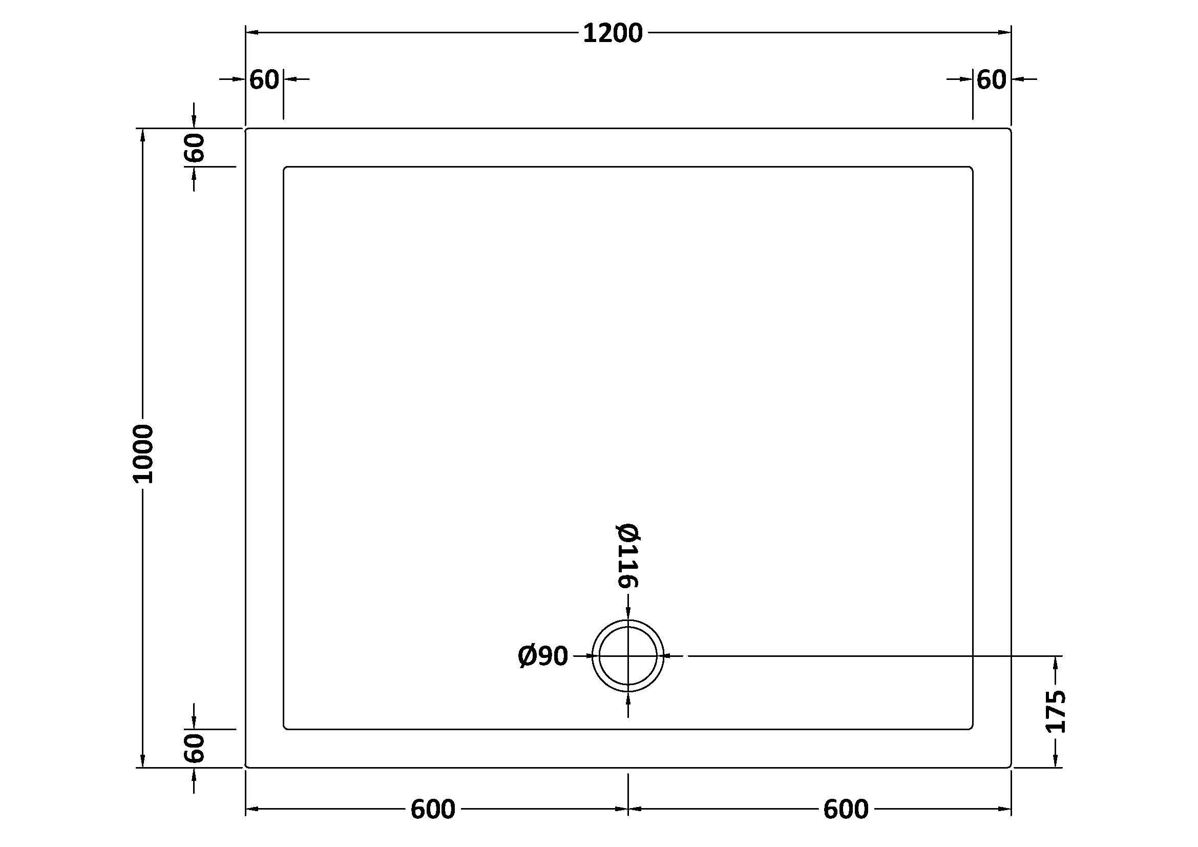 Bibe Slimline Rectangular Shower Tray - Gross White