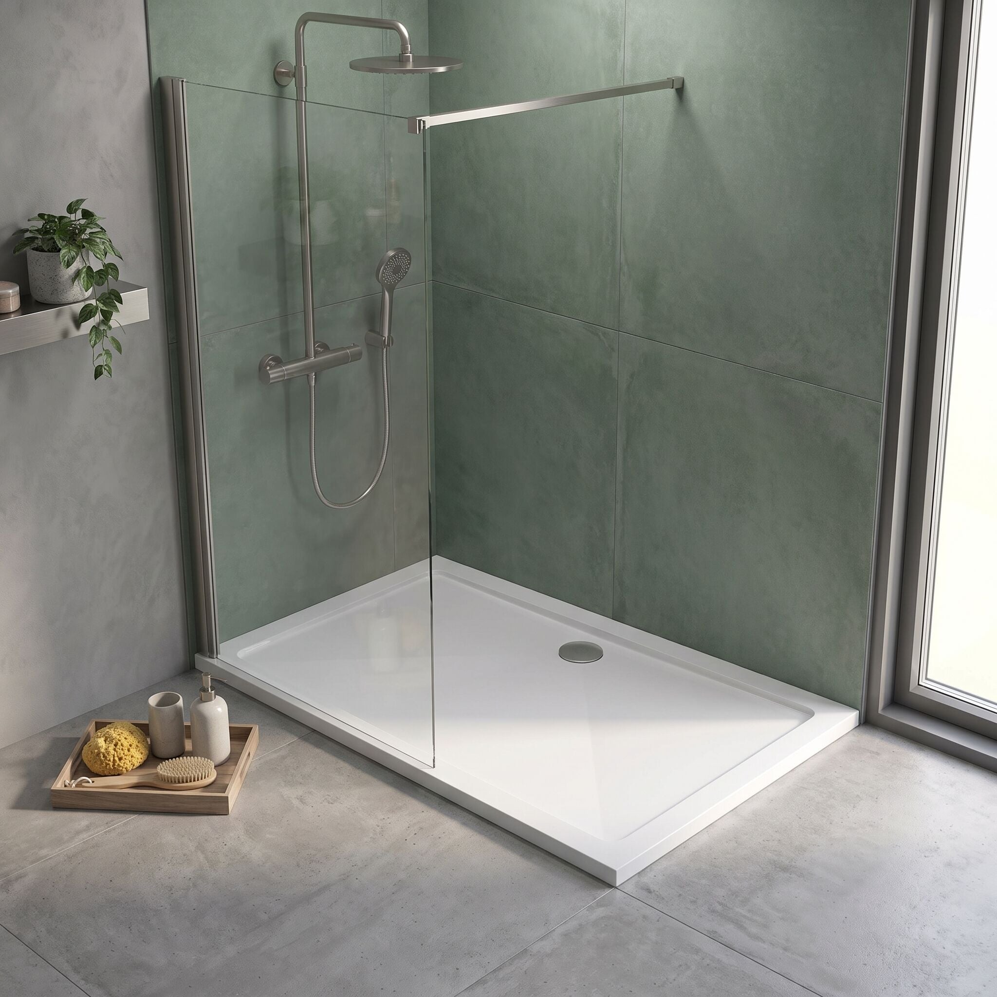 Bibe Slimline Rectangular Shower Tray - Gross White