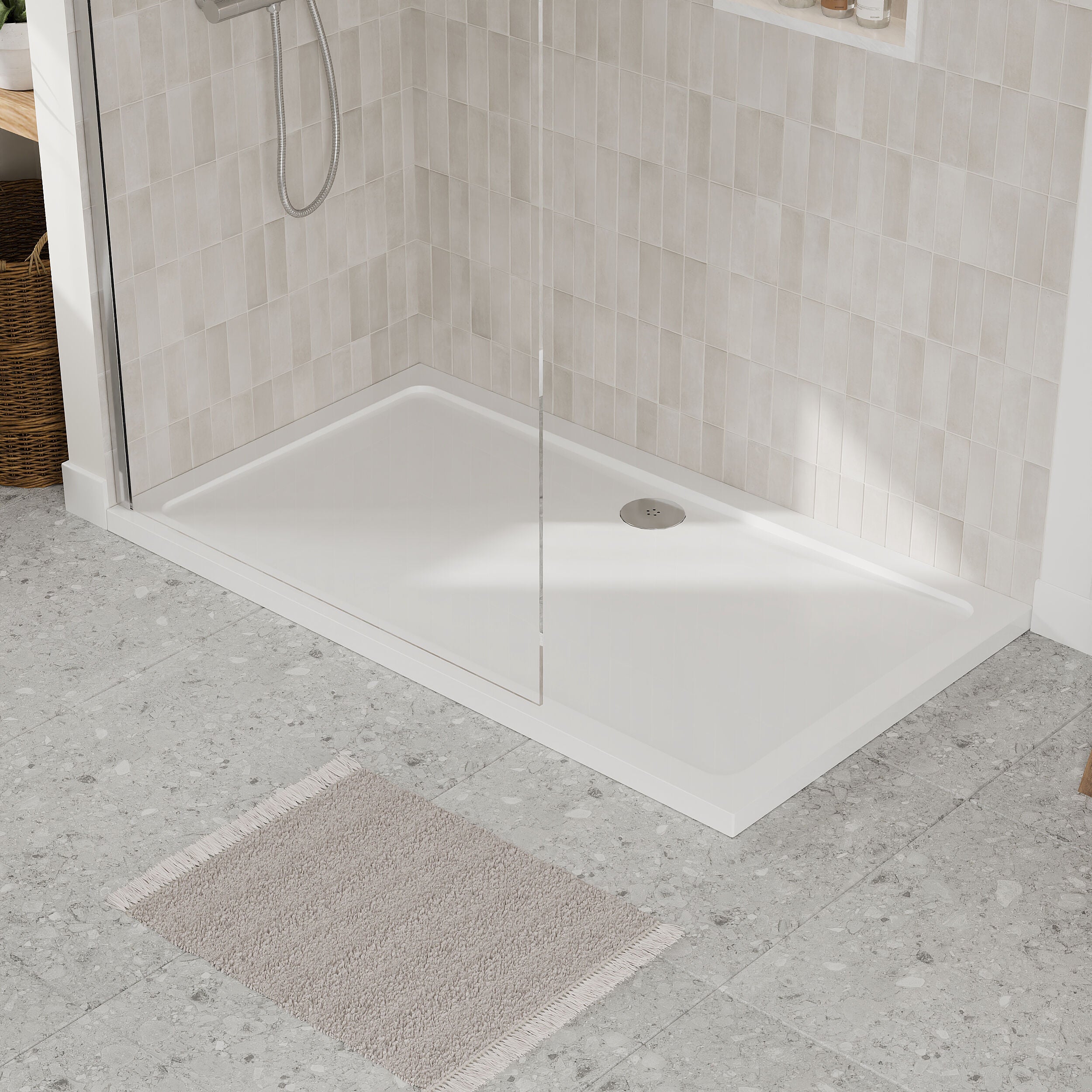 Bibe Slimline Rectangular Shower Tray - Gross White