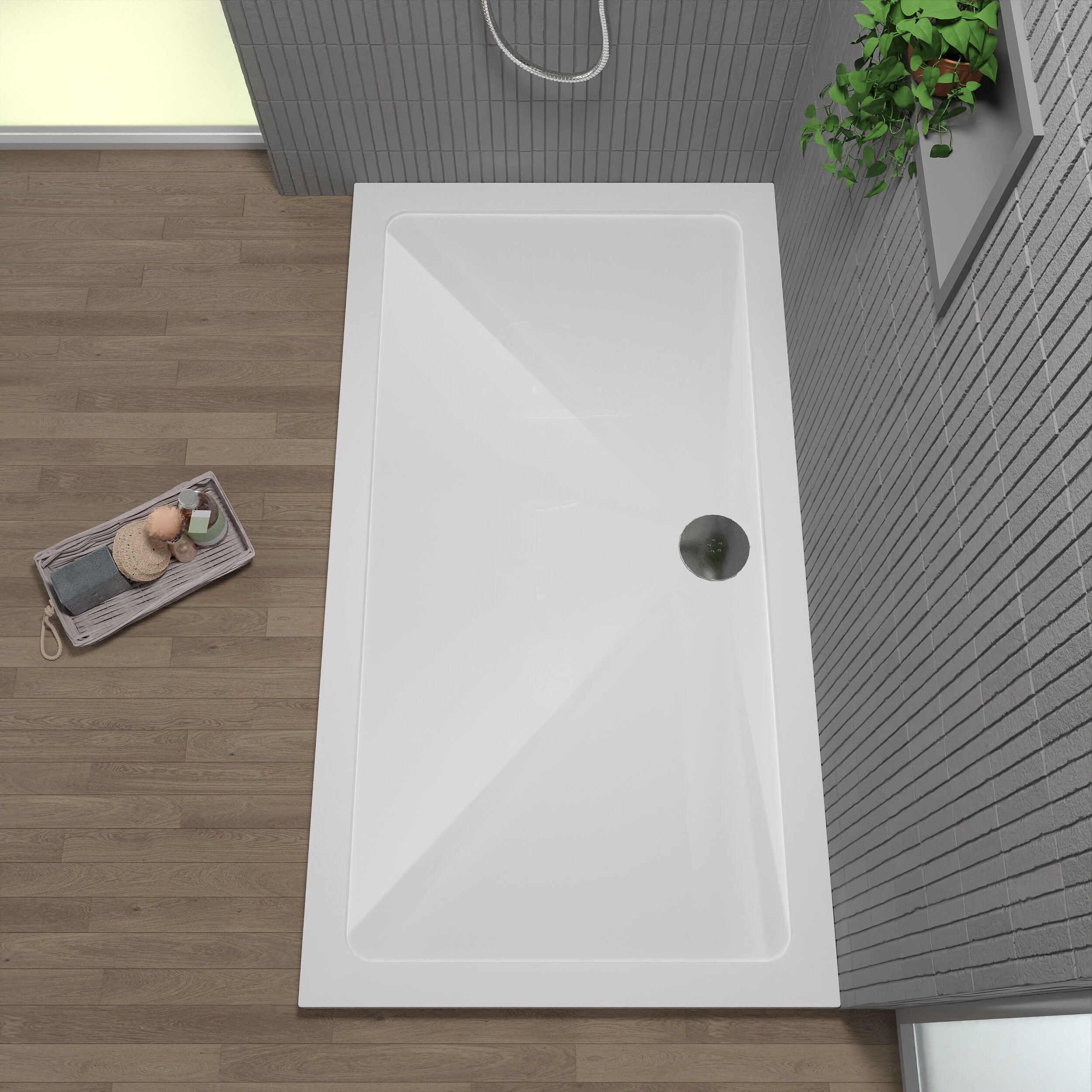 Bibe Slimline Rectangular Shower Tray - Gross White