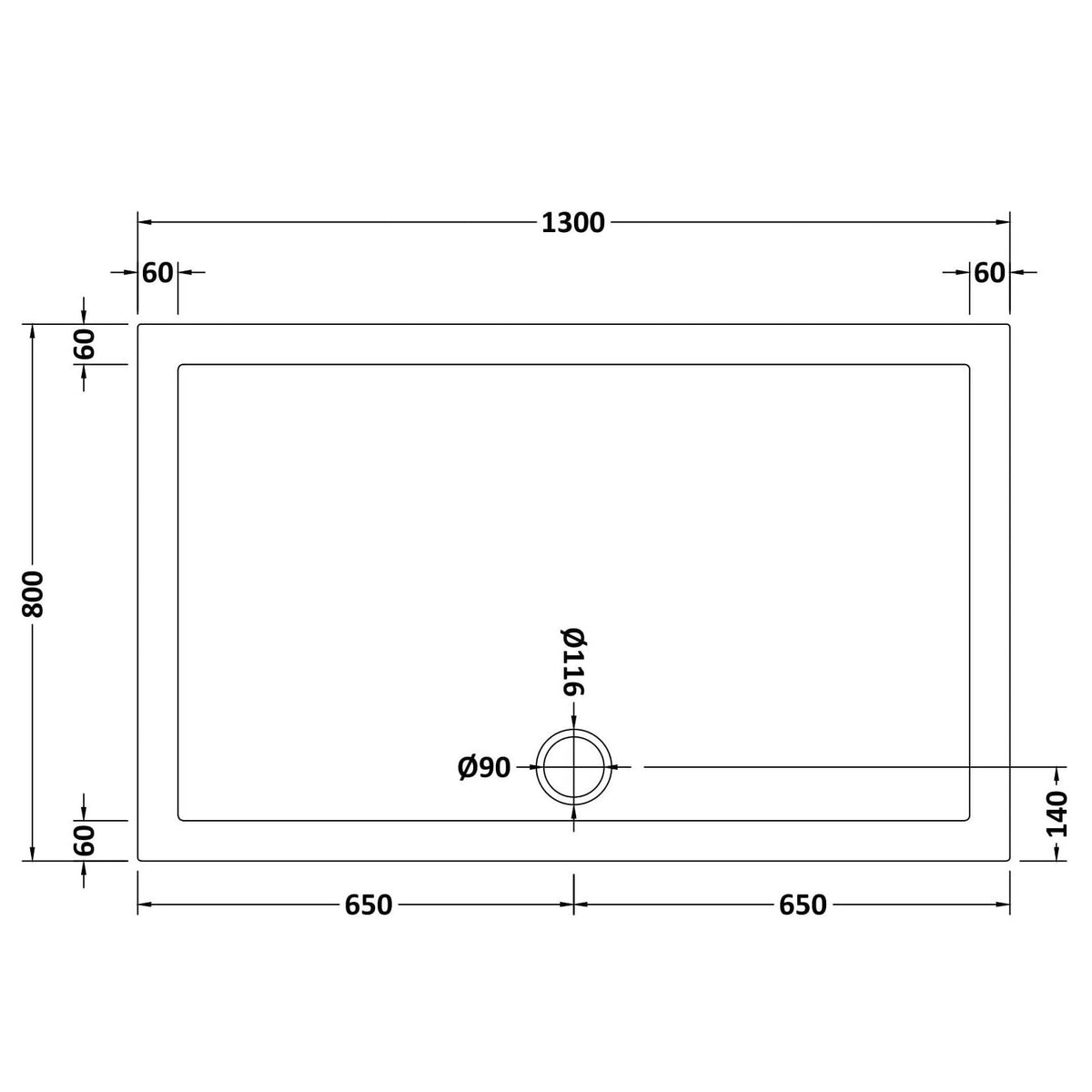 Bibe Slimline Rectangular Shower Tray - Gloss White