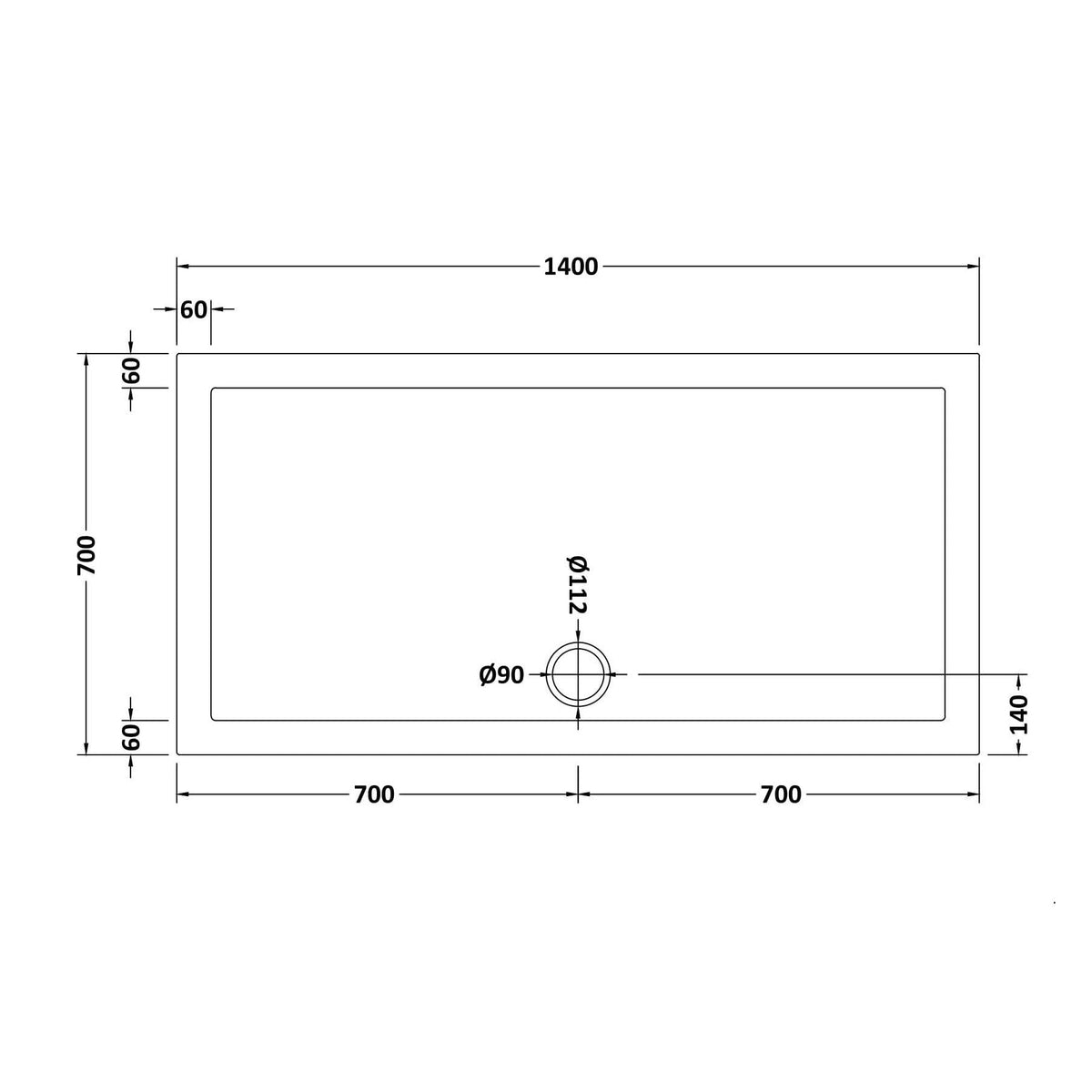 Bibe Slimline Rectangular Shower Tray - Gloss White
