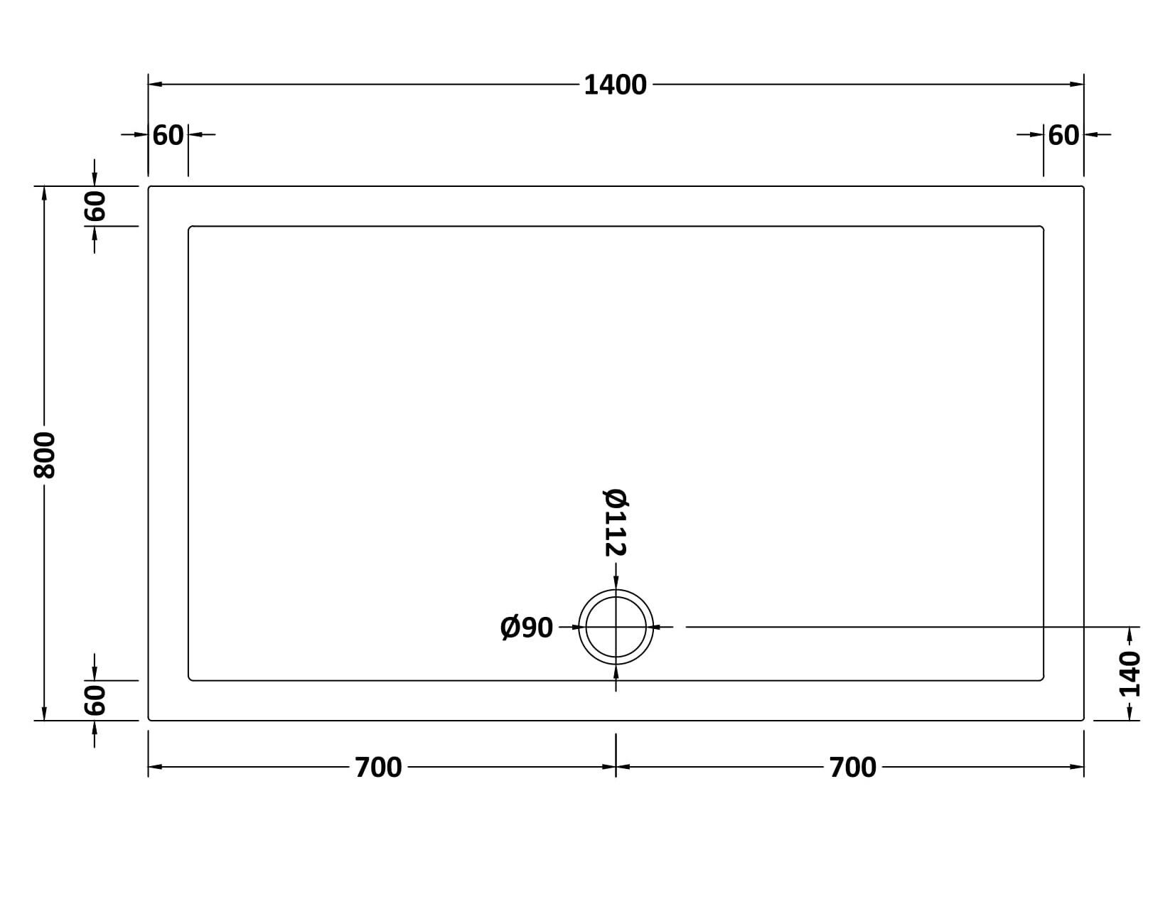 Bibe Slimline Rectangular Shower Tray - Gross White