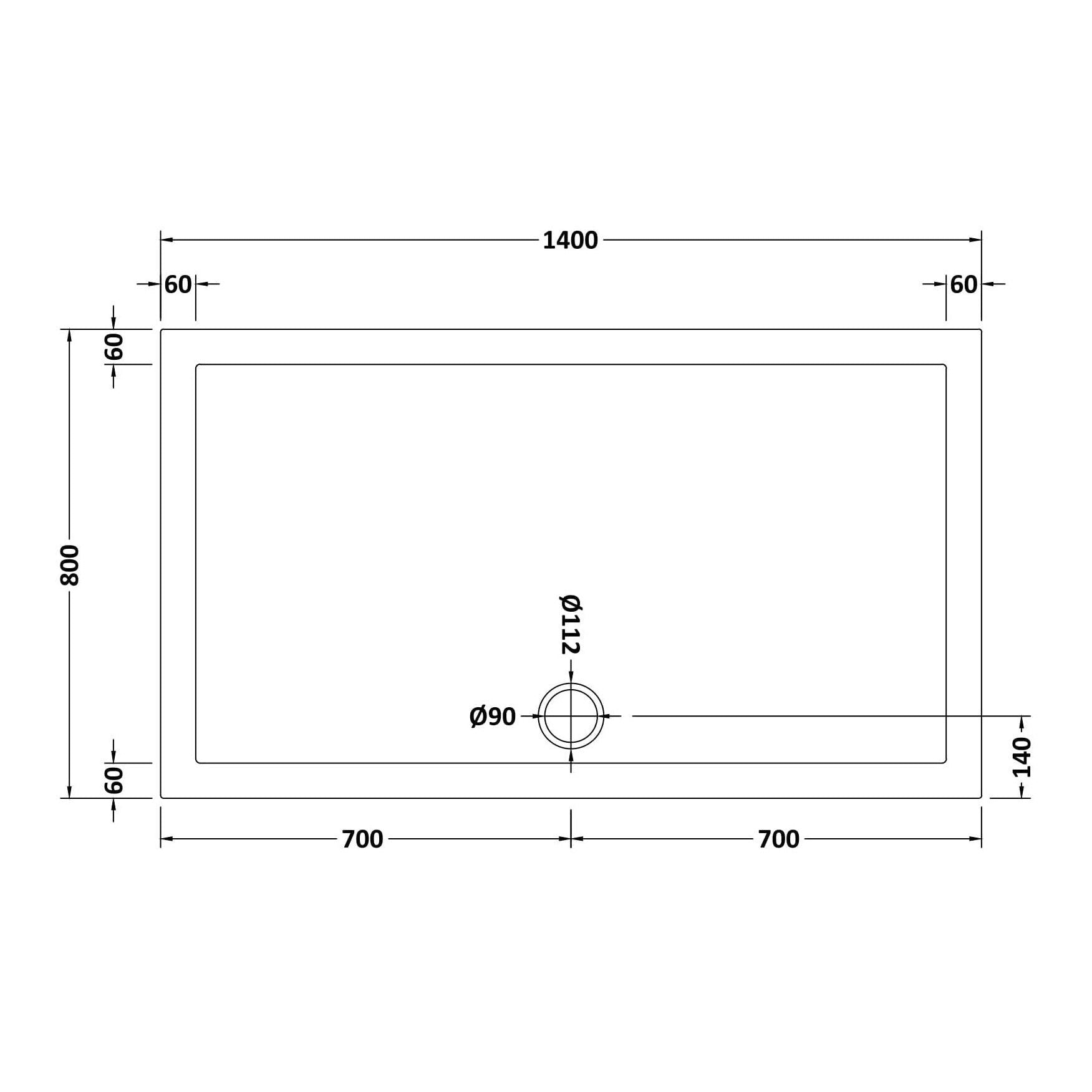 Bibe Slimline Rectangular Shower Tray - Gloss White