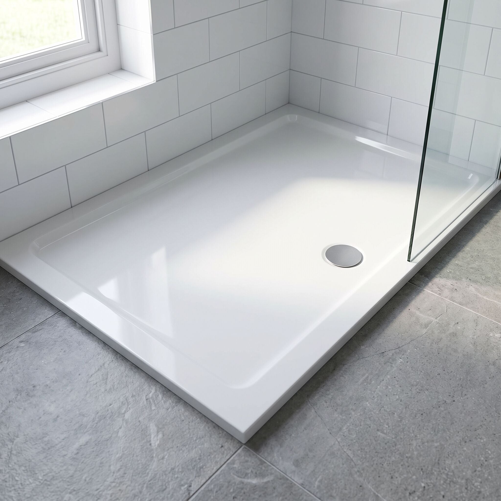 Bibe Slimline Rectangular Shower Tray - Gross White