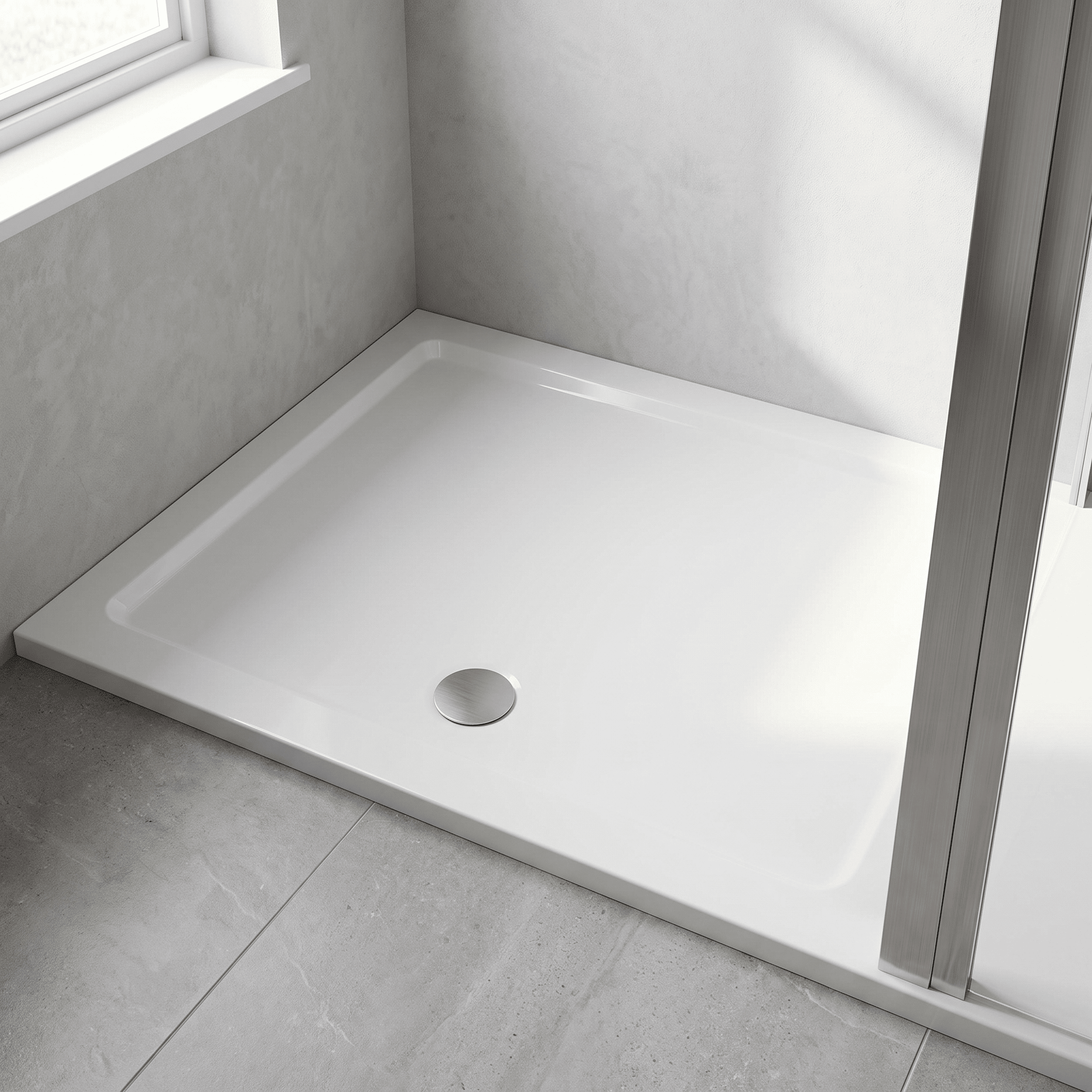 Bibe Slimline Rectangular Shower Tray - Gross White