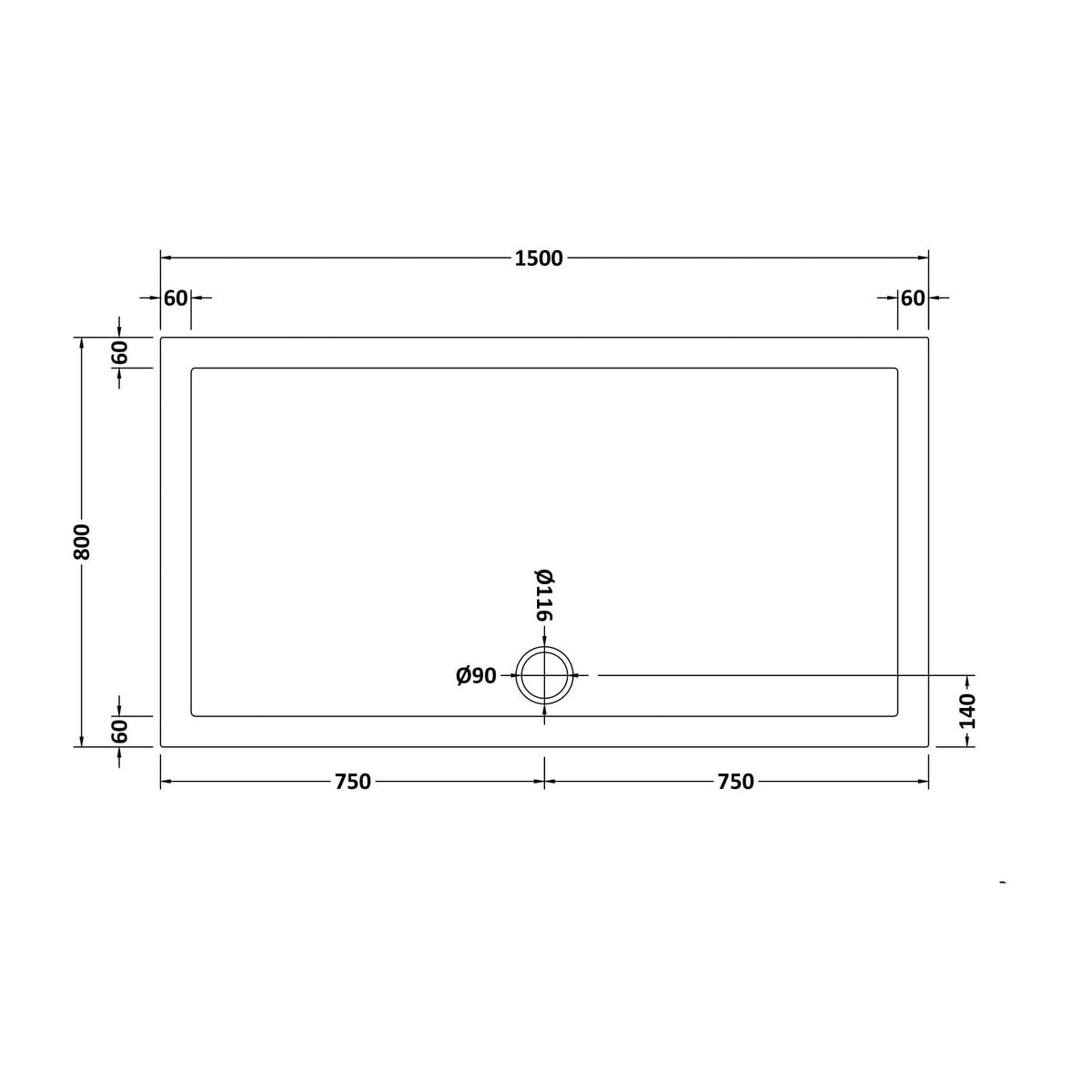 Bibe Slimline Rectangular Shower Tray - Gloss White
