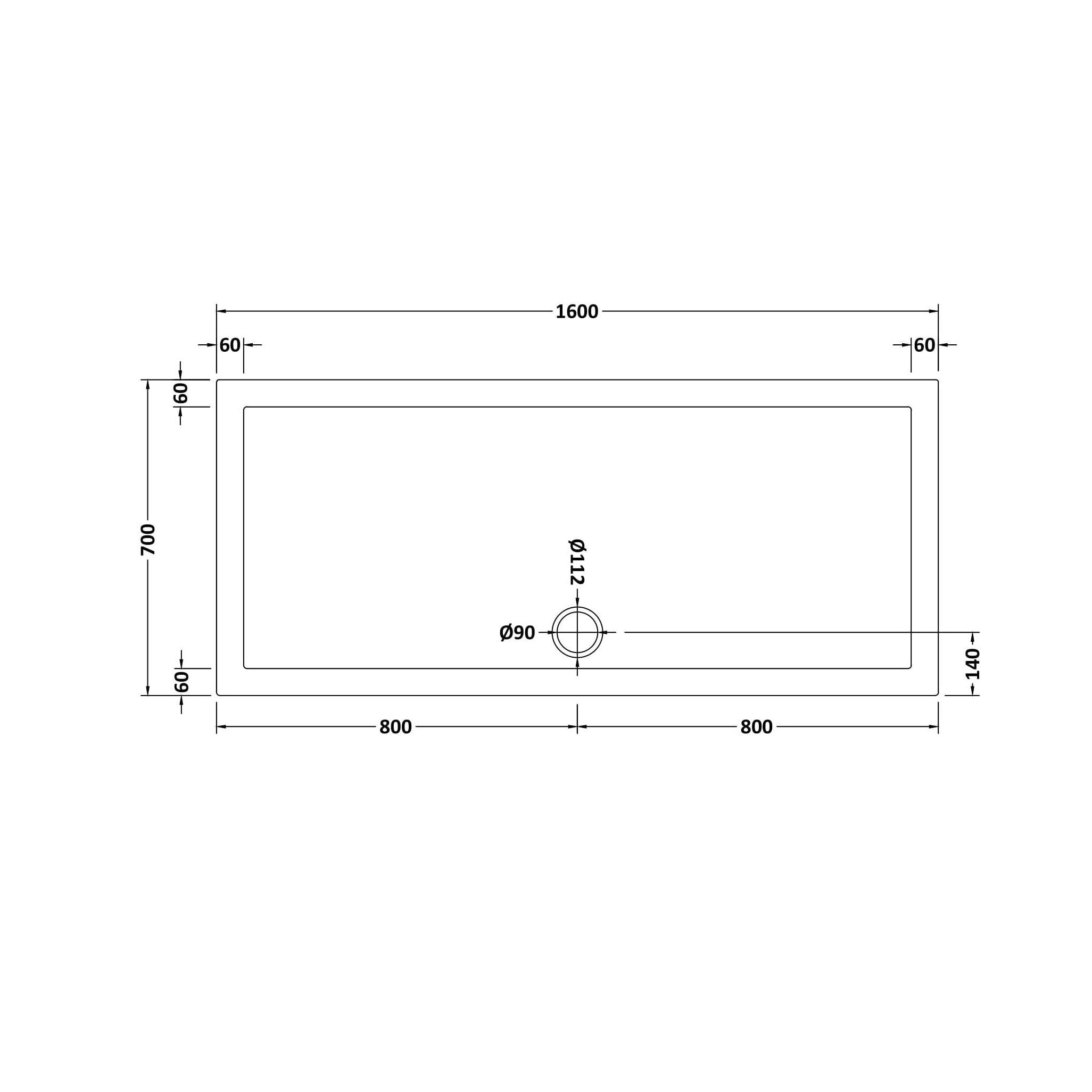 Bibe Slimline Rectangular Shower Tray - Gloss White