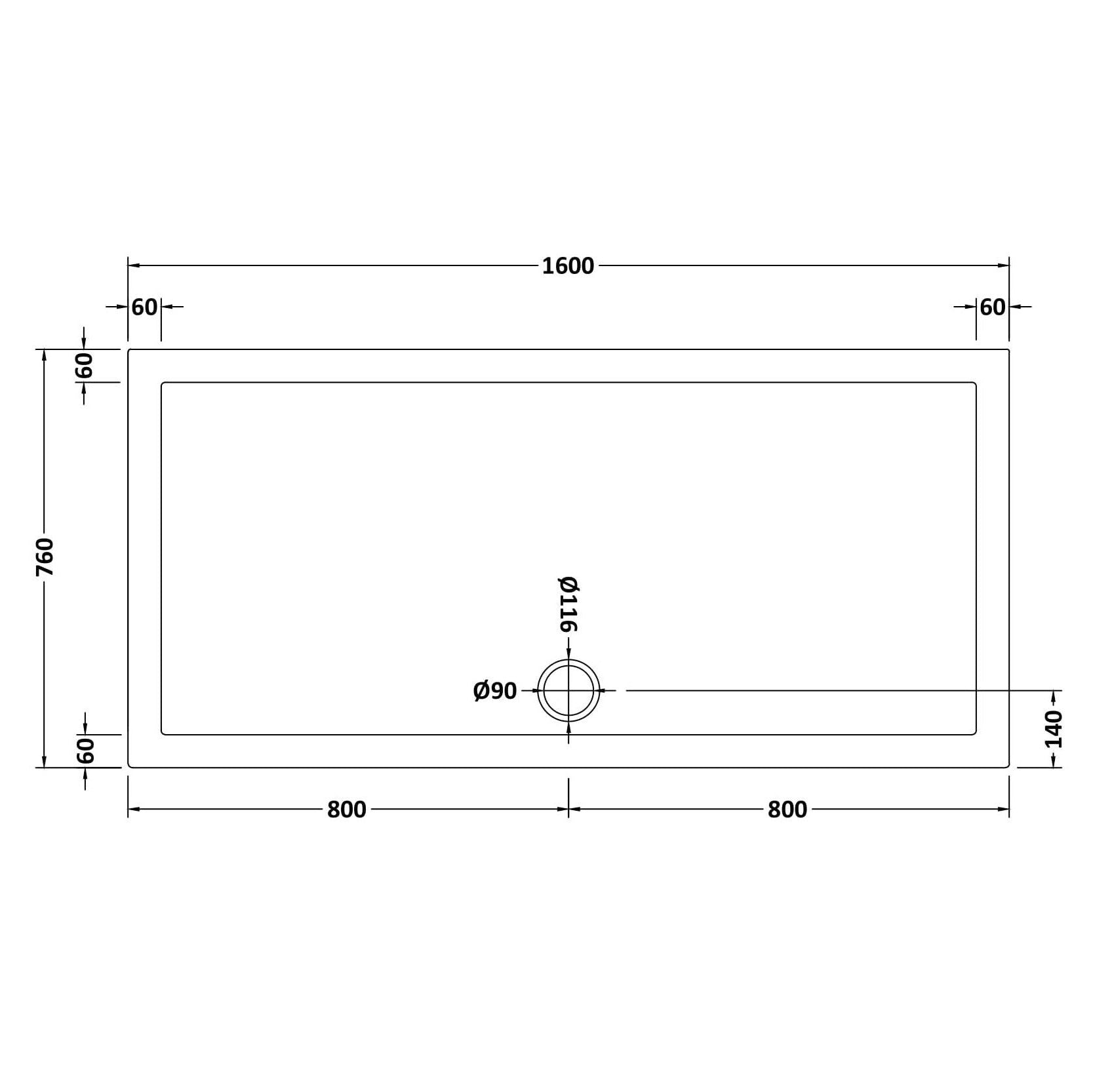 Bibe Slimline Rectangular Shower Tray - Gloss White