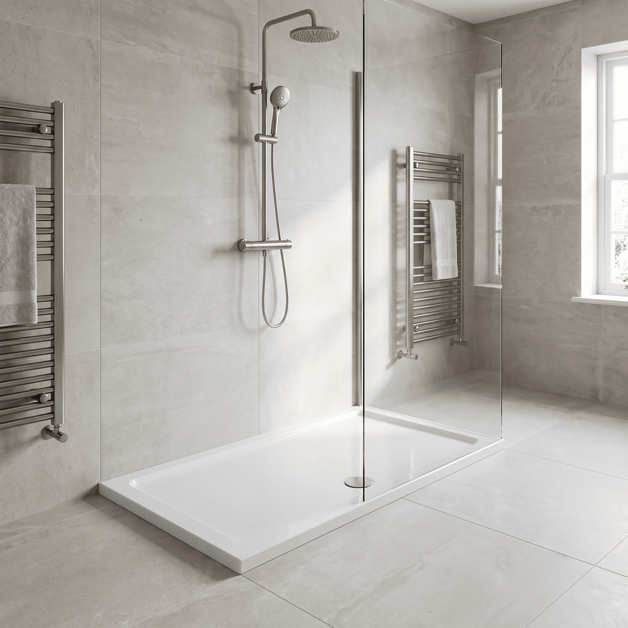 Bibe Slimline Rectangular Shower Tray - Gross White