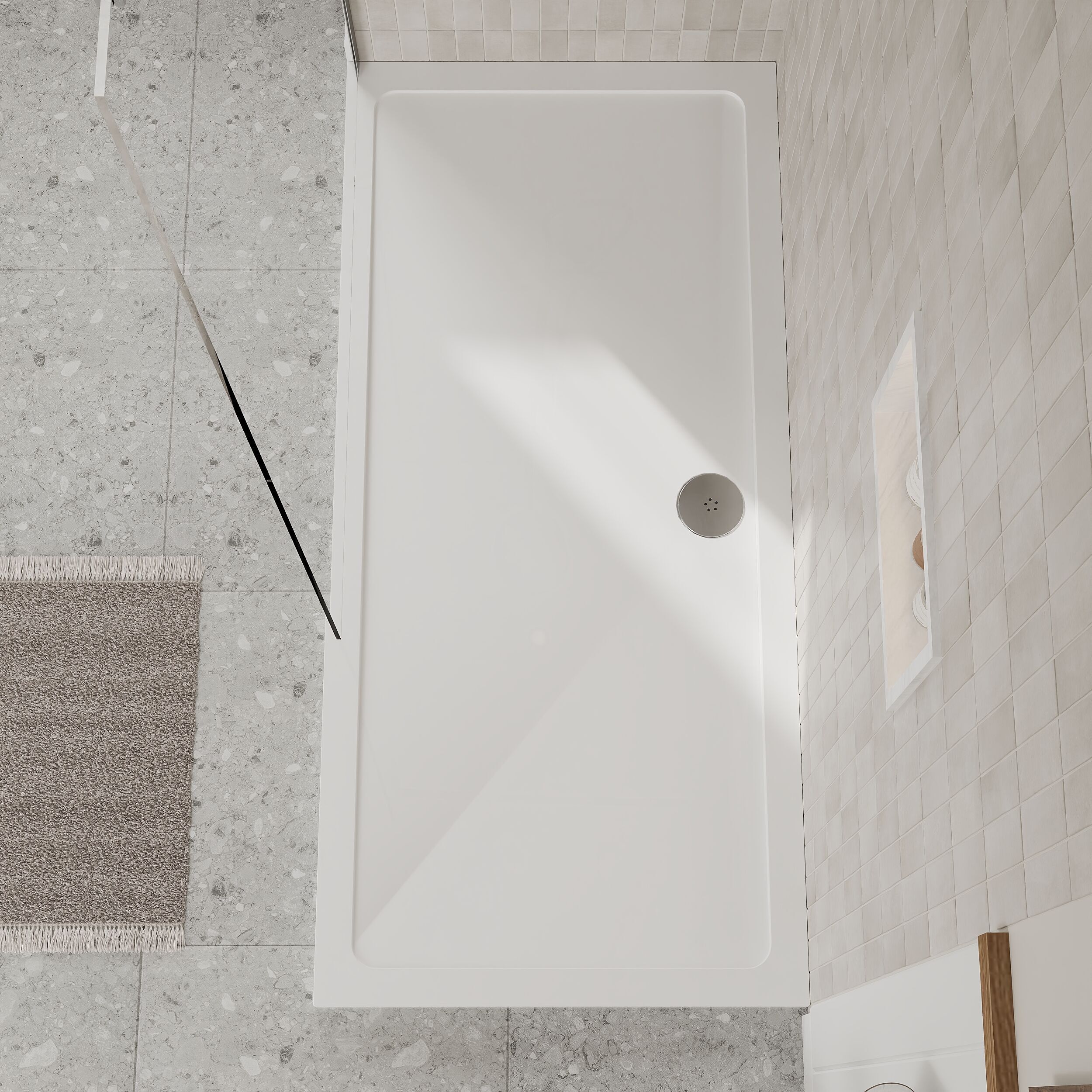 Bibe Slimline Rectangular Shower Tray - Gross White