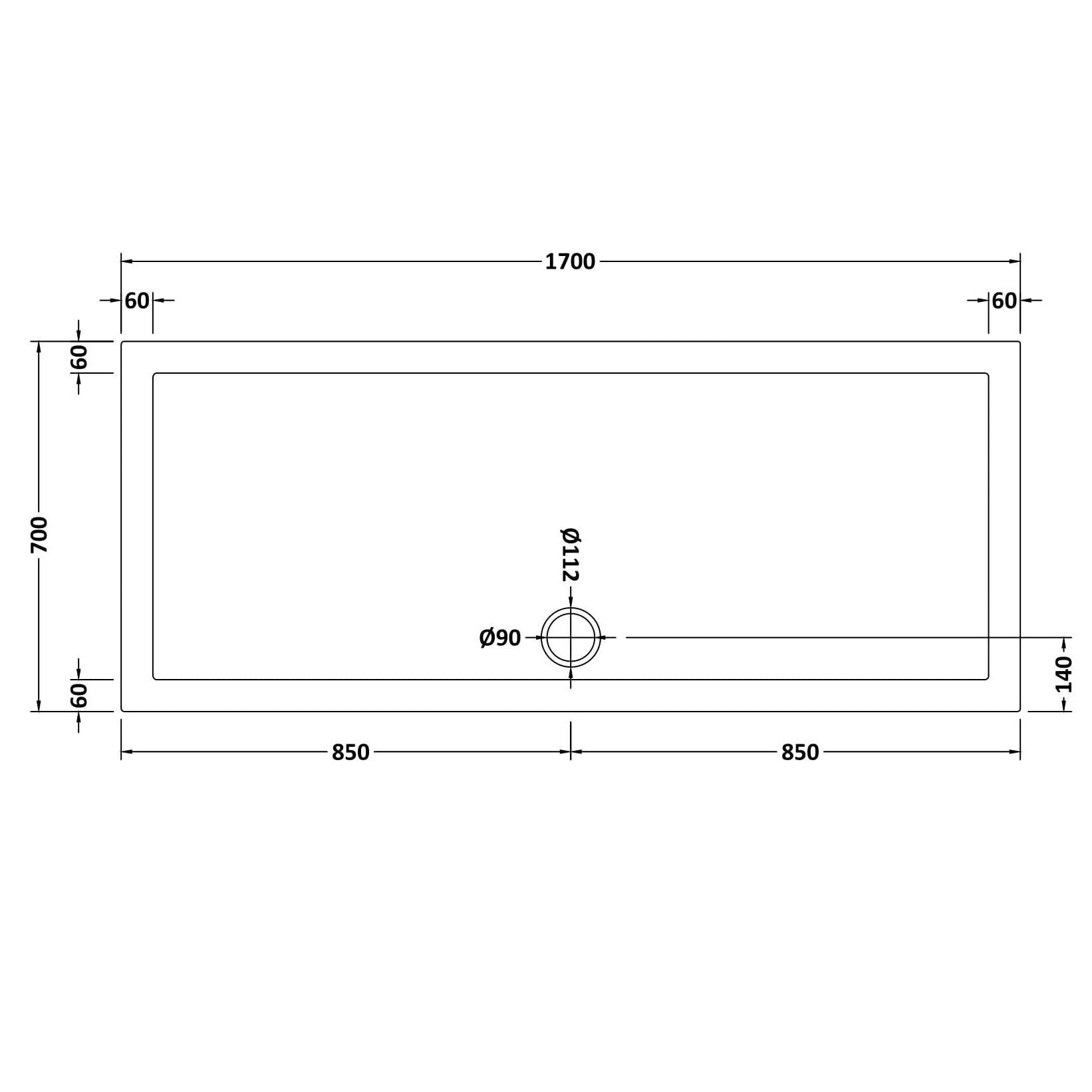 Bibe Slimline Rectangular Shower Tray - Gloss White